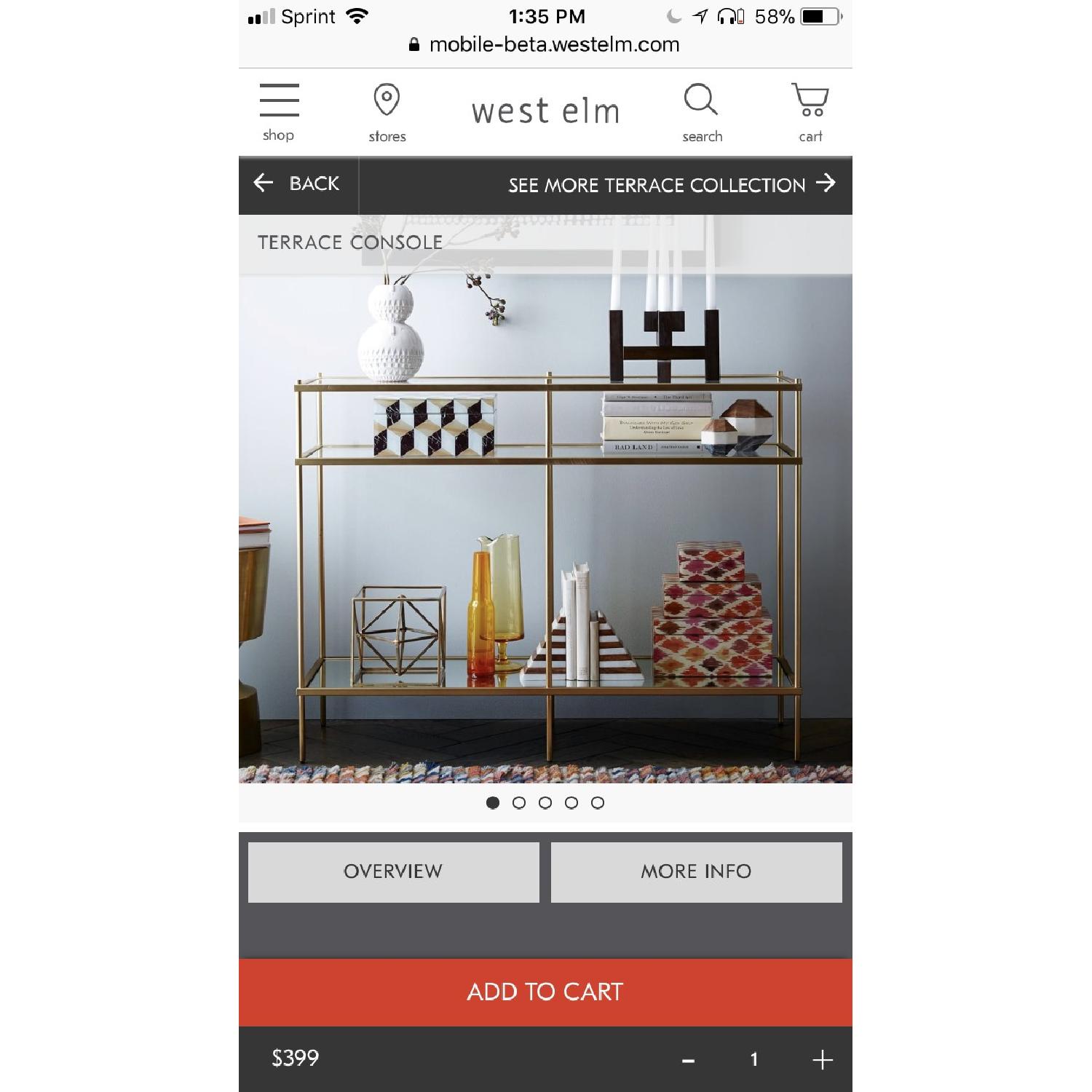 West Elm Terrace Console in Antique Brass - image-1