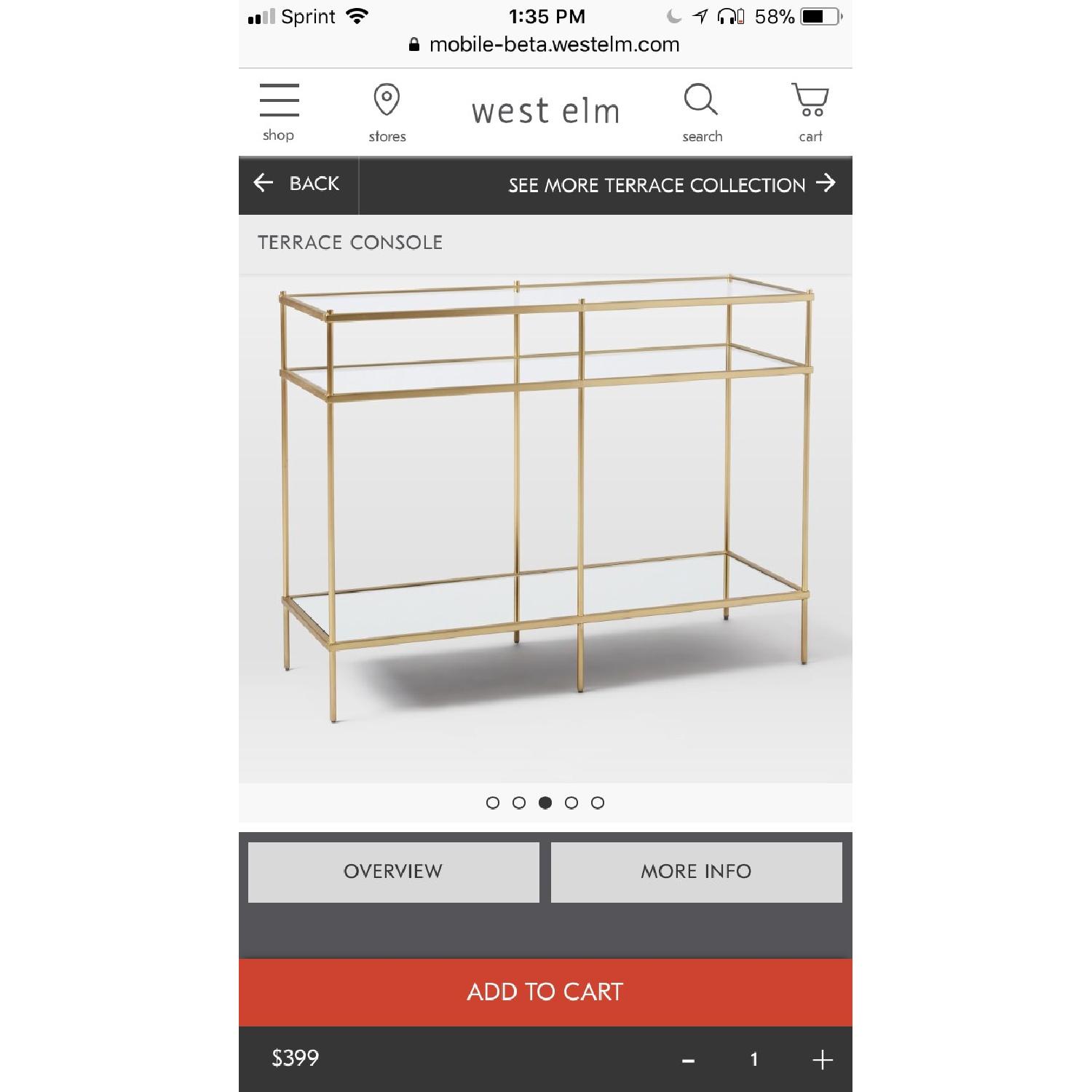 West Elm Terrace Console in Antique Brass - image-2
