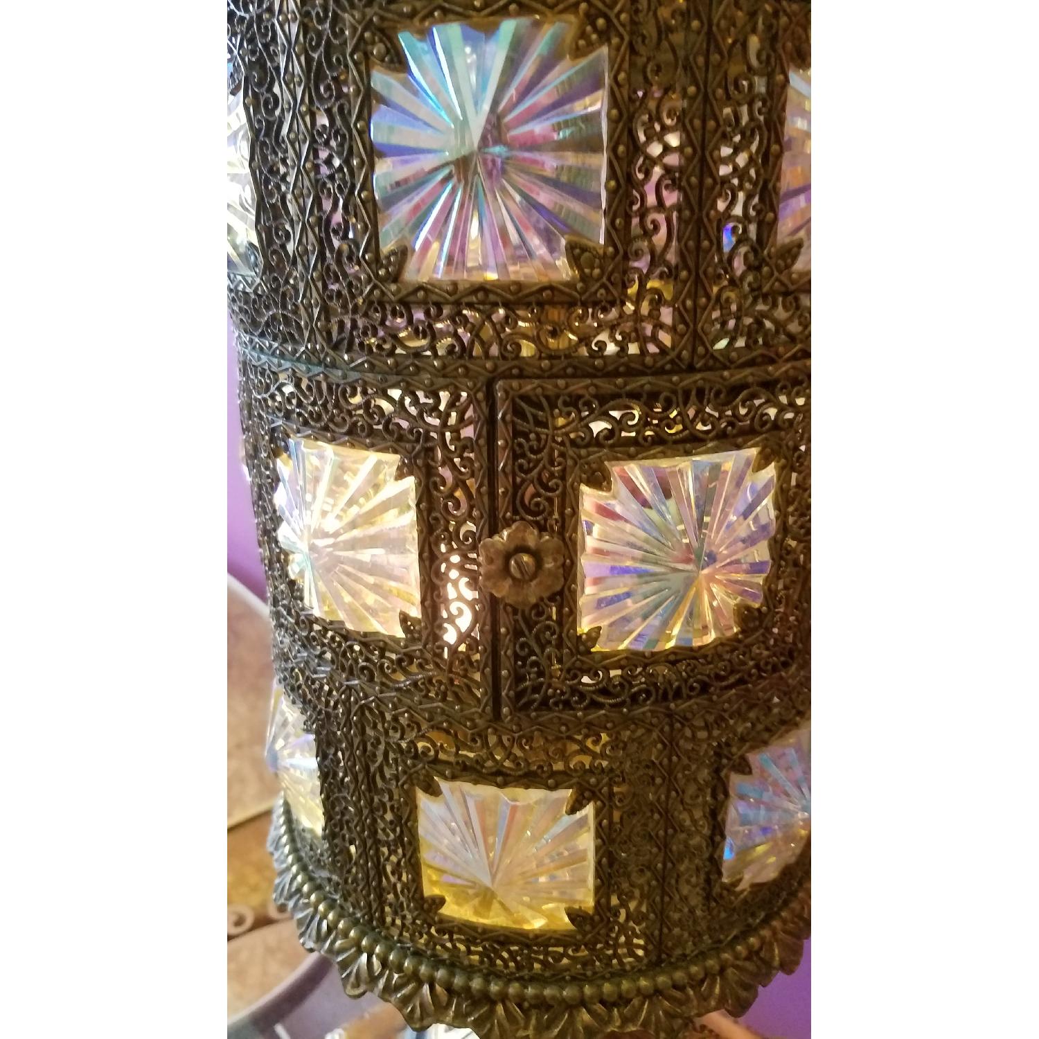 Vintage Table Lamp in Gold Leaf w/ Aurora Borealis Glass - image-1