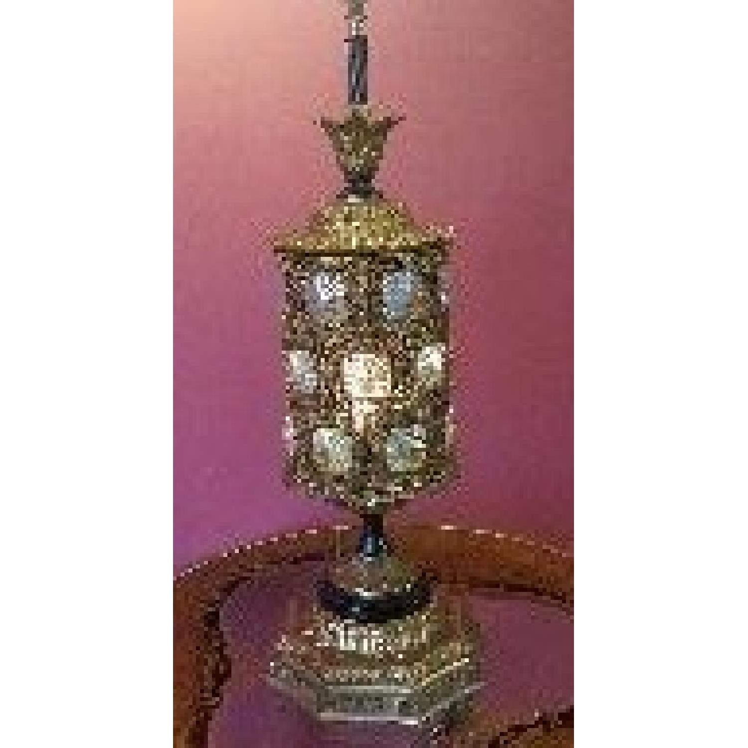 Vintage Table Lamp in Gold Leaf w/ Aurora Borealis Glass - image-2