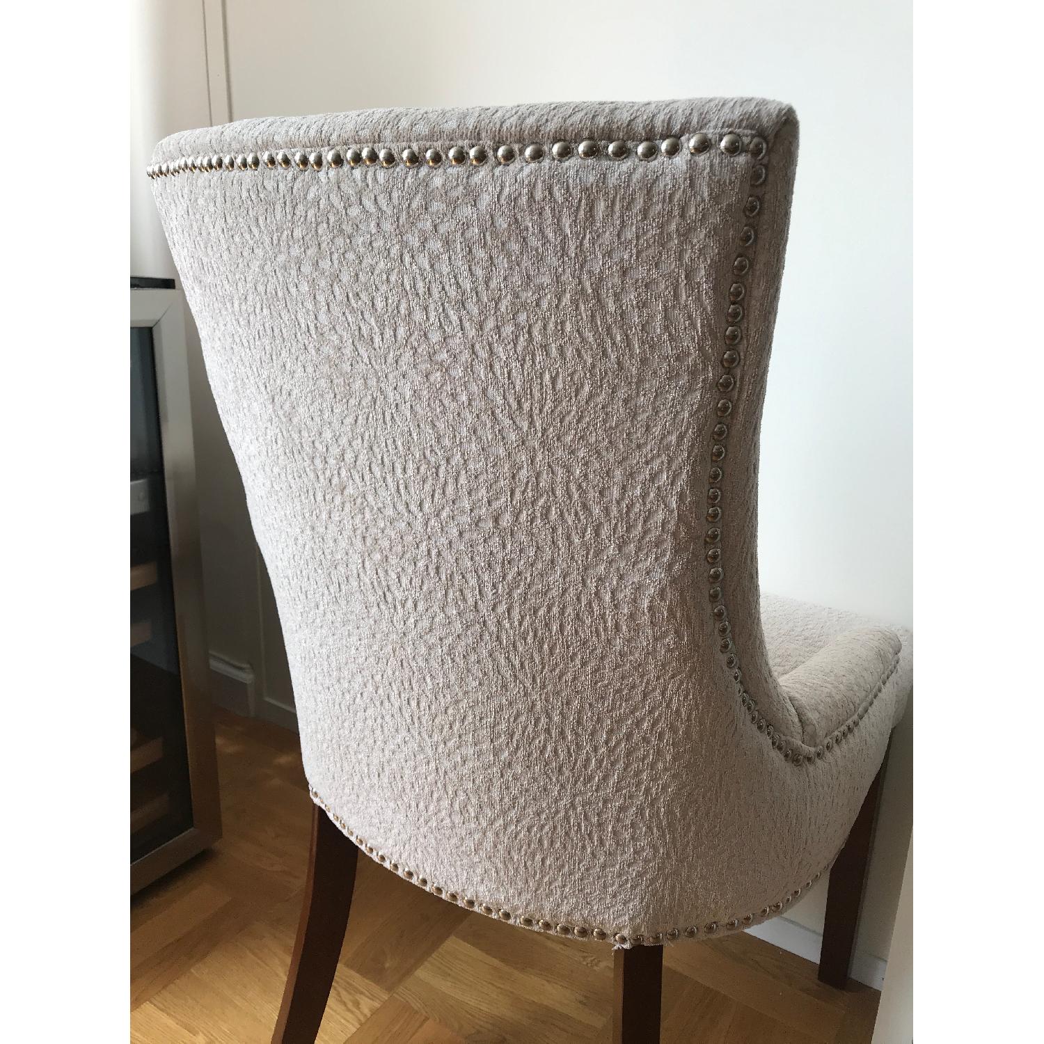 Macy's Glass Top Dining Table w/ 6 Fabric Chairs - image-5