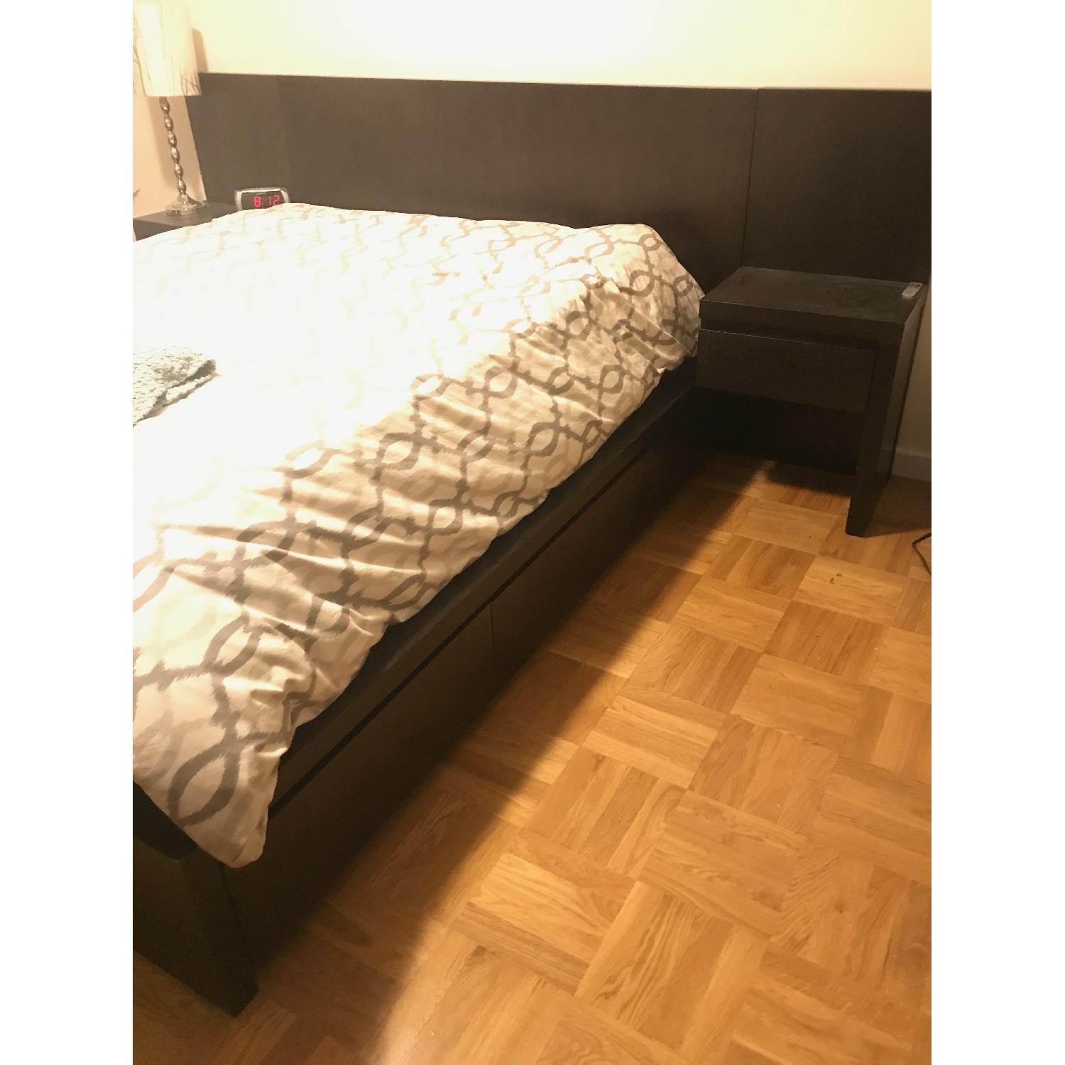 West Elm Storage Bed w/ Headboard & Attached Nightstands - image-2