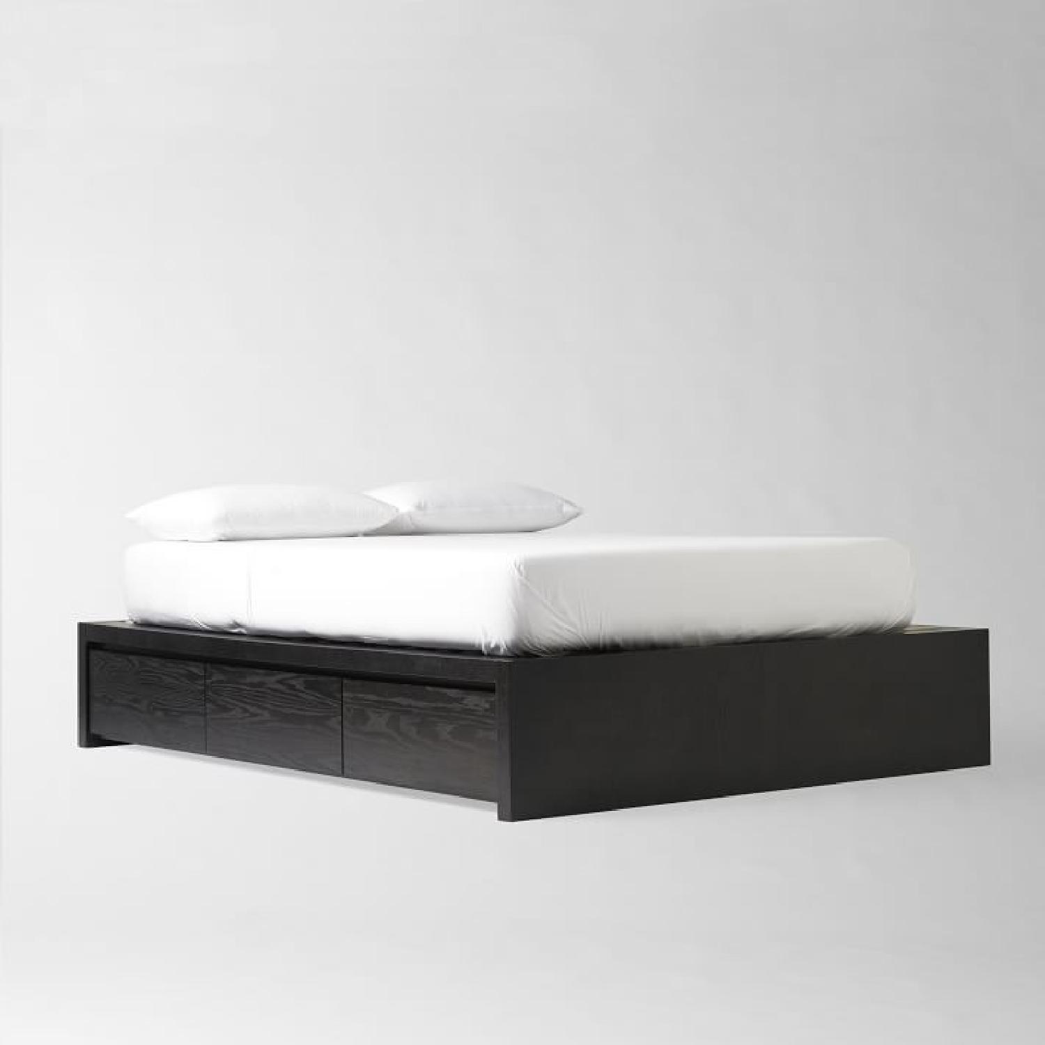 West Elm Storage Bed w/ Headboard & Attached Nightstands - image-5