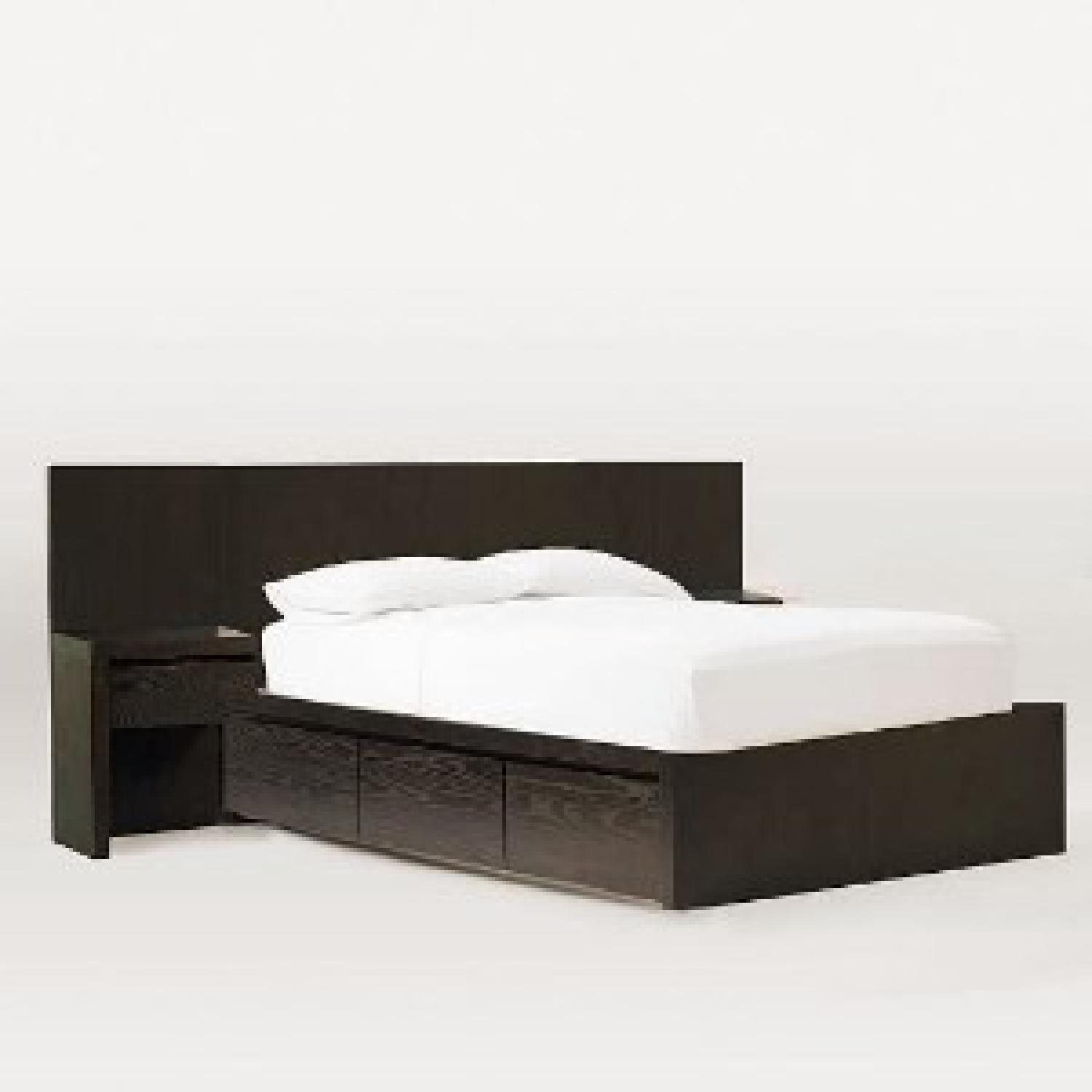 West Elm Storage Bed w/ Headboard & Attached Nightstands AptDeco