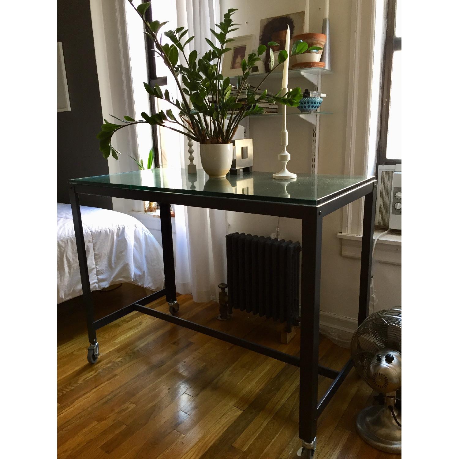 CB2 Go-Cart Carbon Rolling Counter Table/Stand Up Desk - image-2