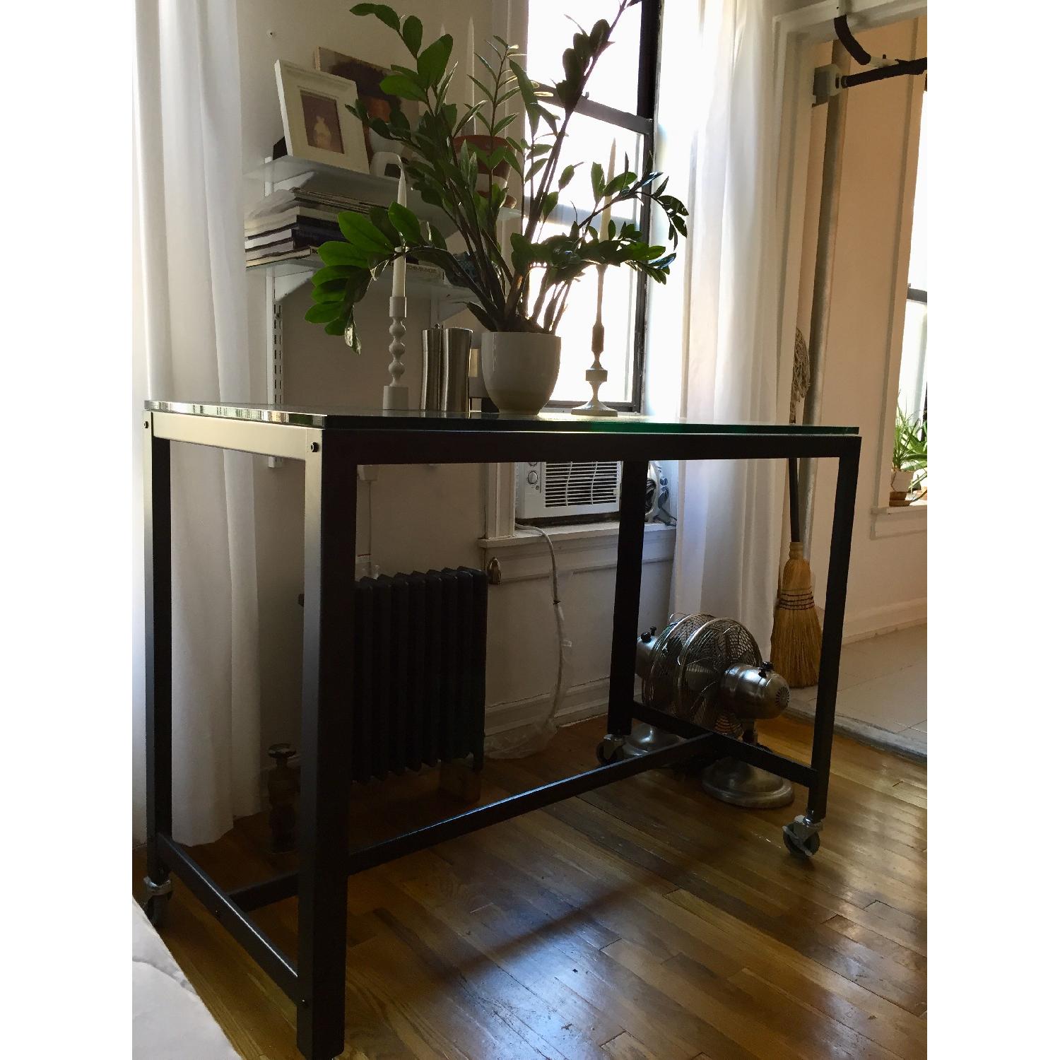 CB2 Go-Cart Carbon Rolling Counter Table/Stand Up Desk - image-3