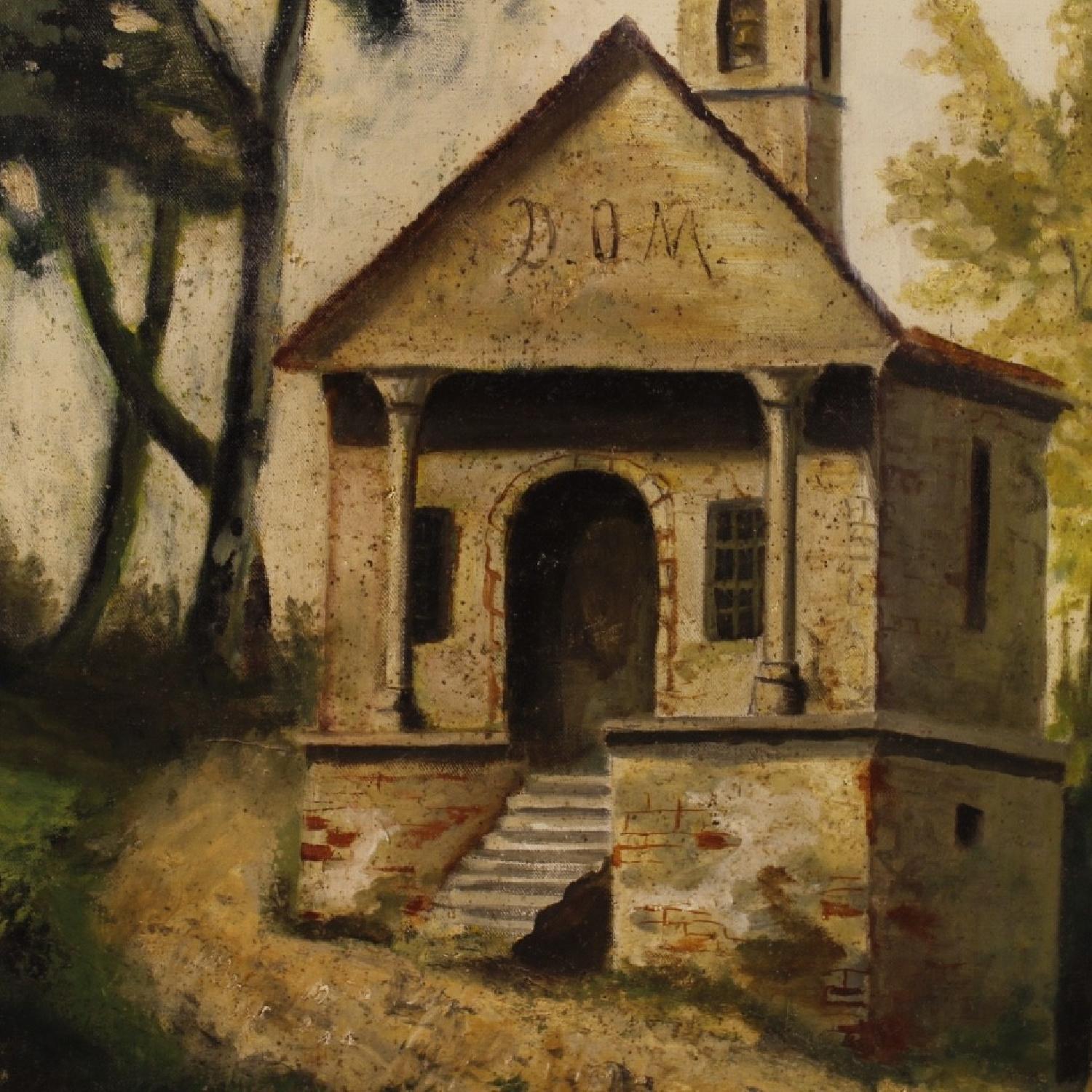 Antique Italian Landscape Painting Oil On Canvas - image-4