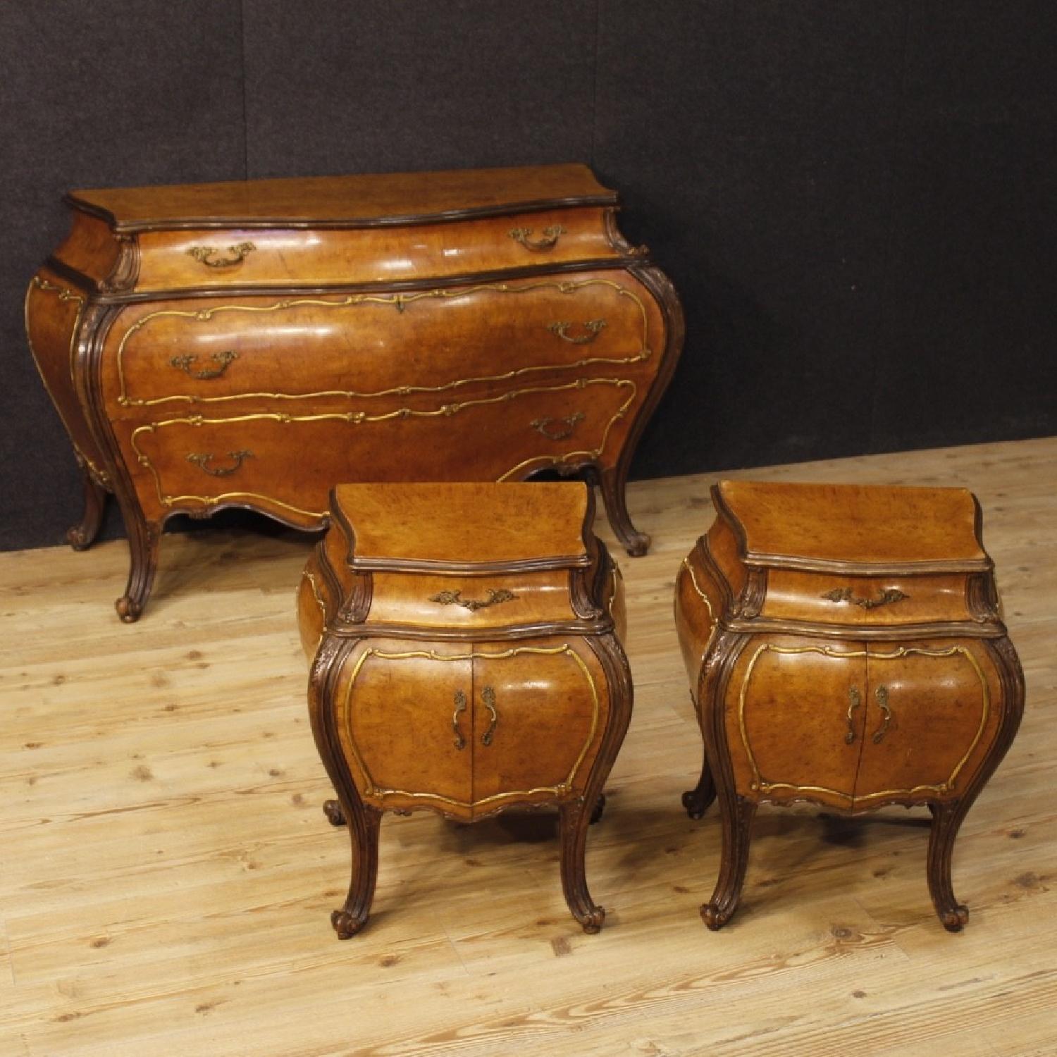 Italian in Elm Burl & Oak Wooden Bedside Tables - image-1