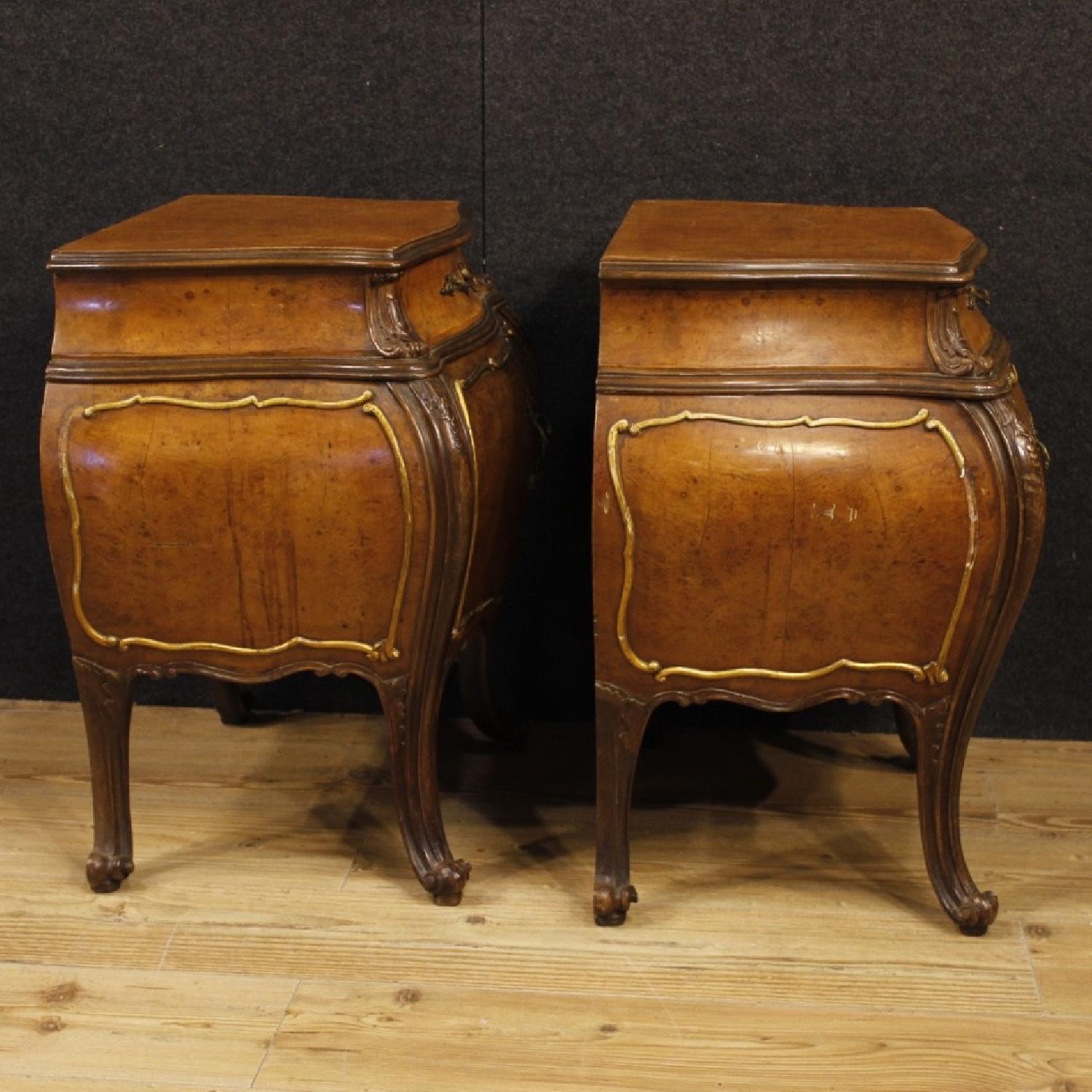 Italian in Elm Burl & Oak Wooden Bedside Tables - image-2