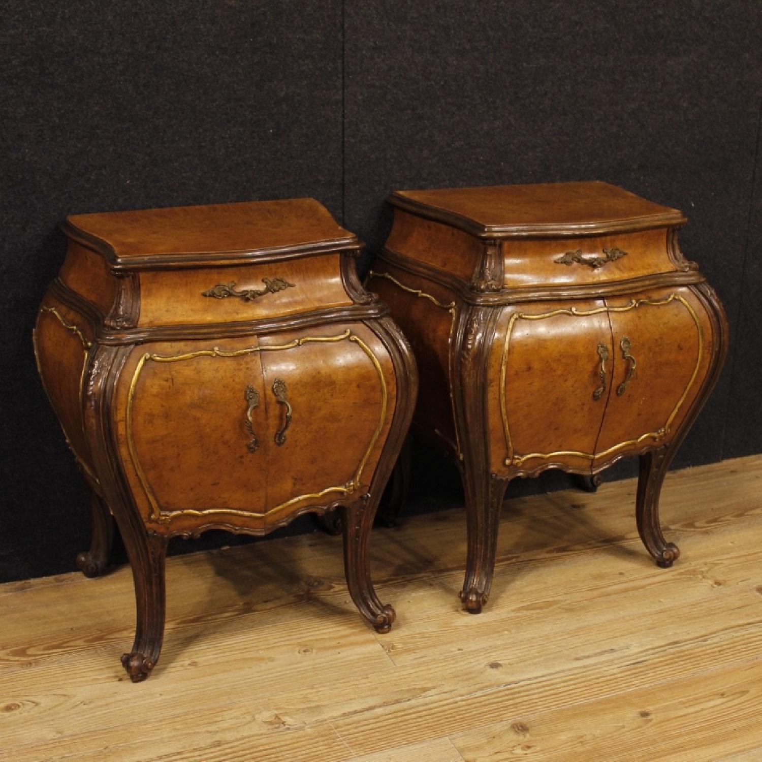 Italian in Elm Burl & Oak Wooden Bedside Tables - image-5