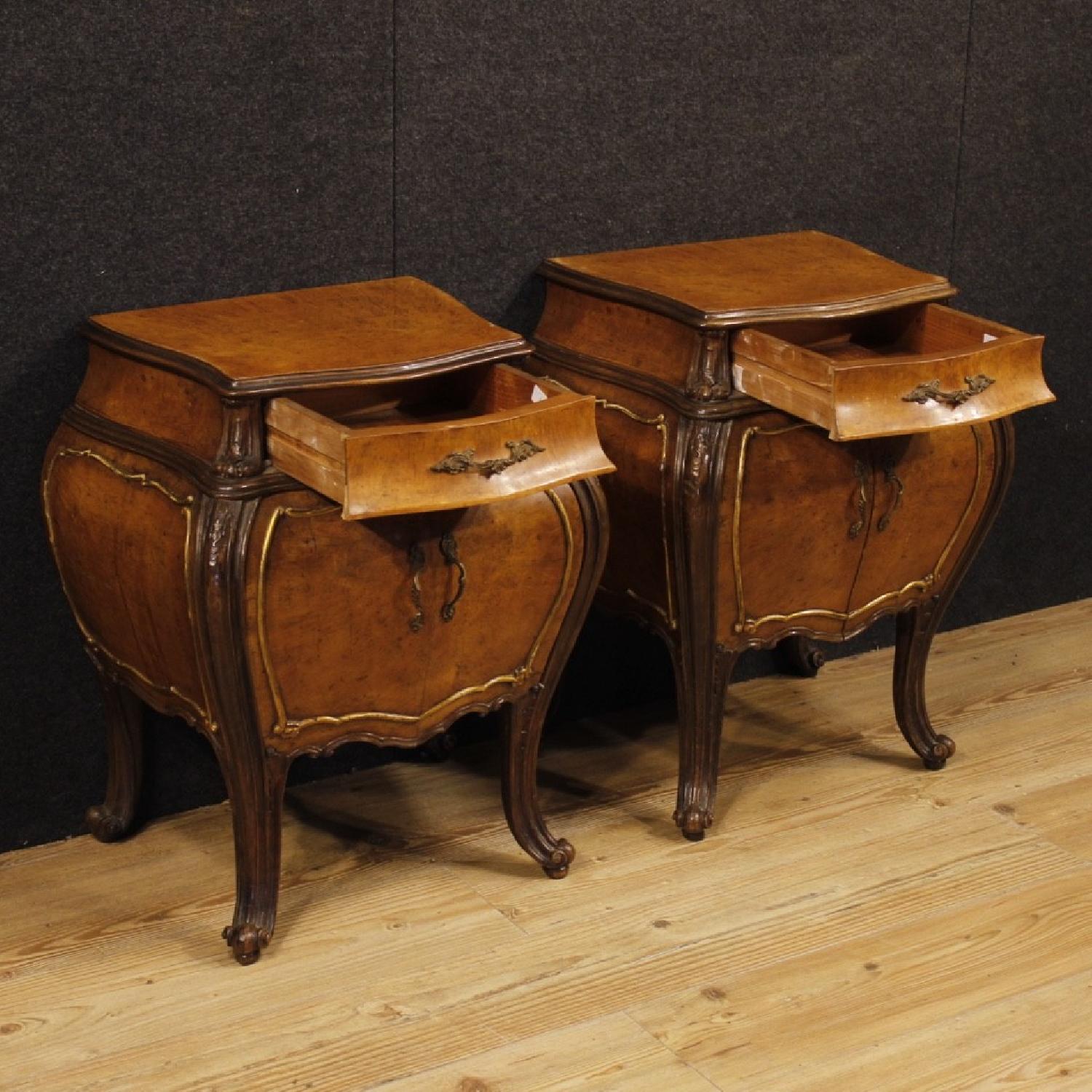 Italian in Elm Burl & Oak Wooden Bedside Tables - image-7