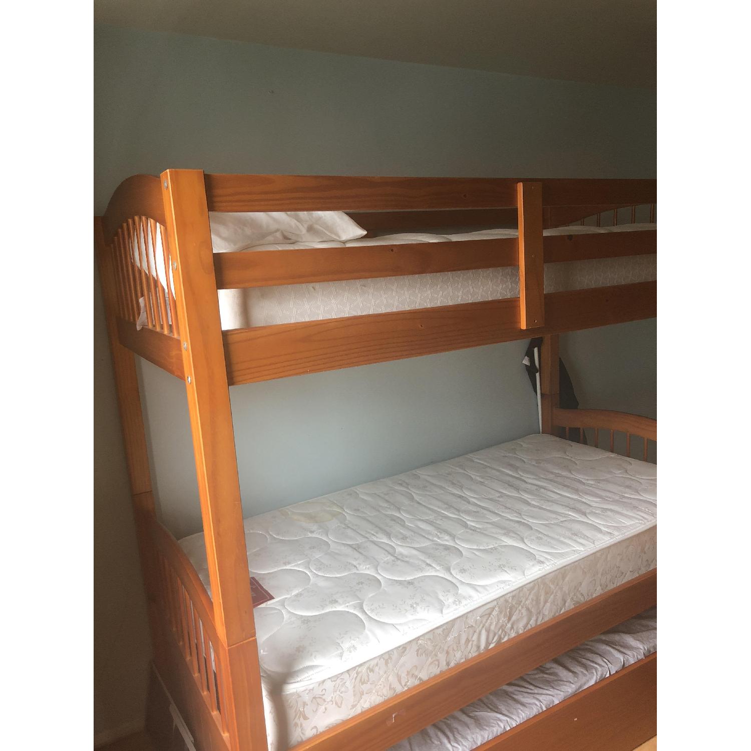 Solid Wood Twin Over Twin Bunk Bed w/ Trundle - image-1