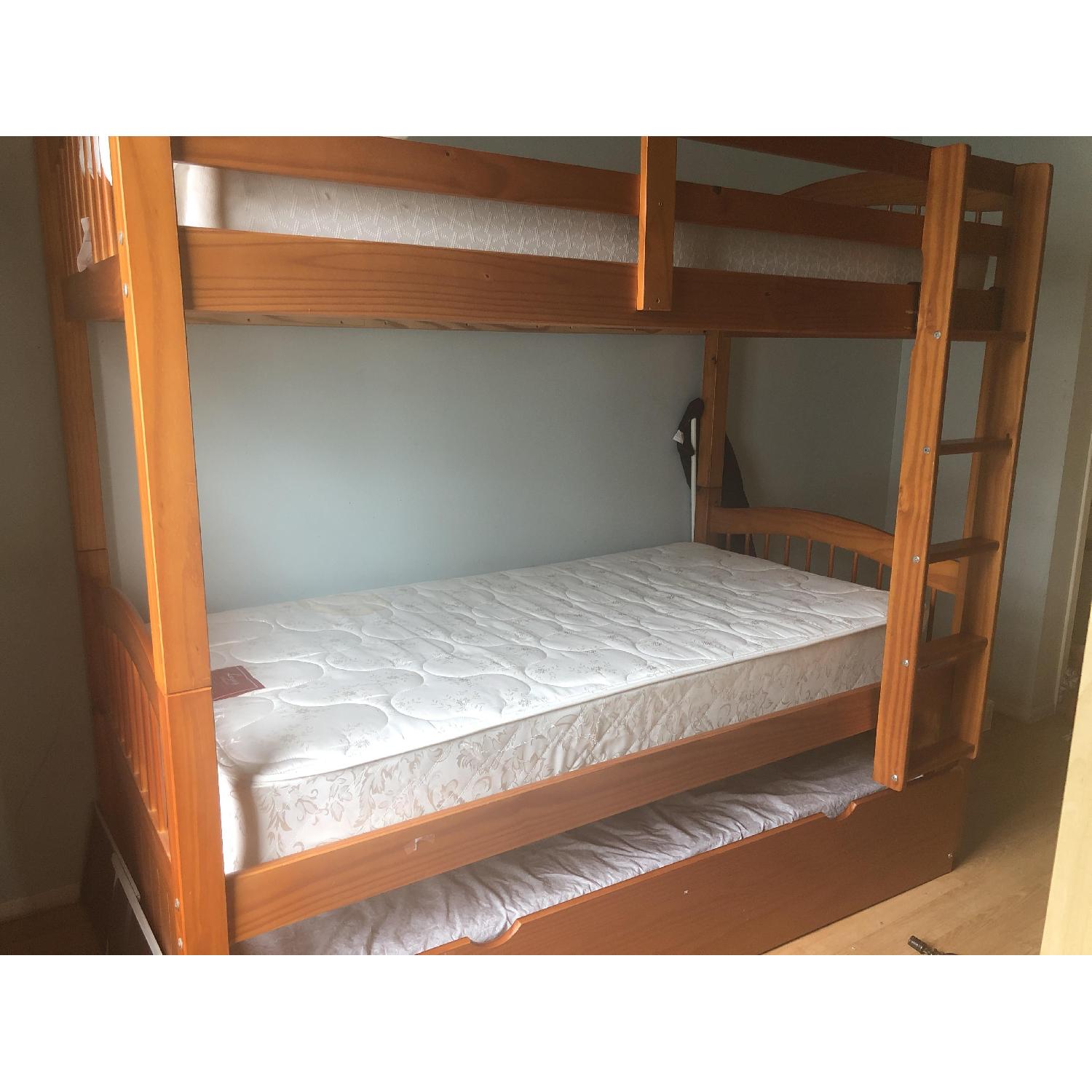 Solid Wood Twin Over Twin Bunk Bed w/ Trundle - image-2