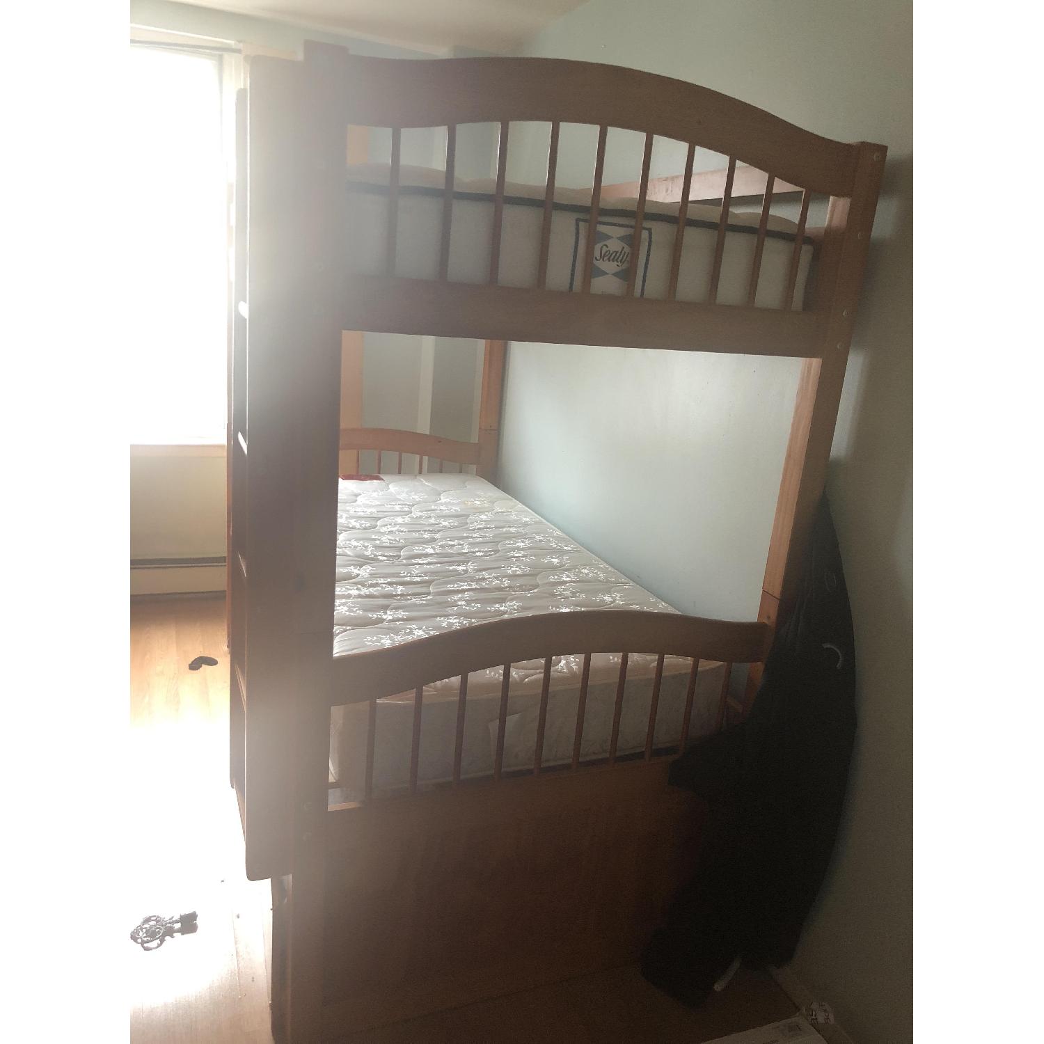 Solid Wood Twin Over Twin Bunk Bed w/ Trundle - image-3