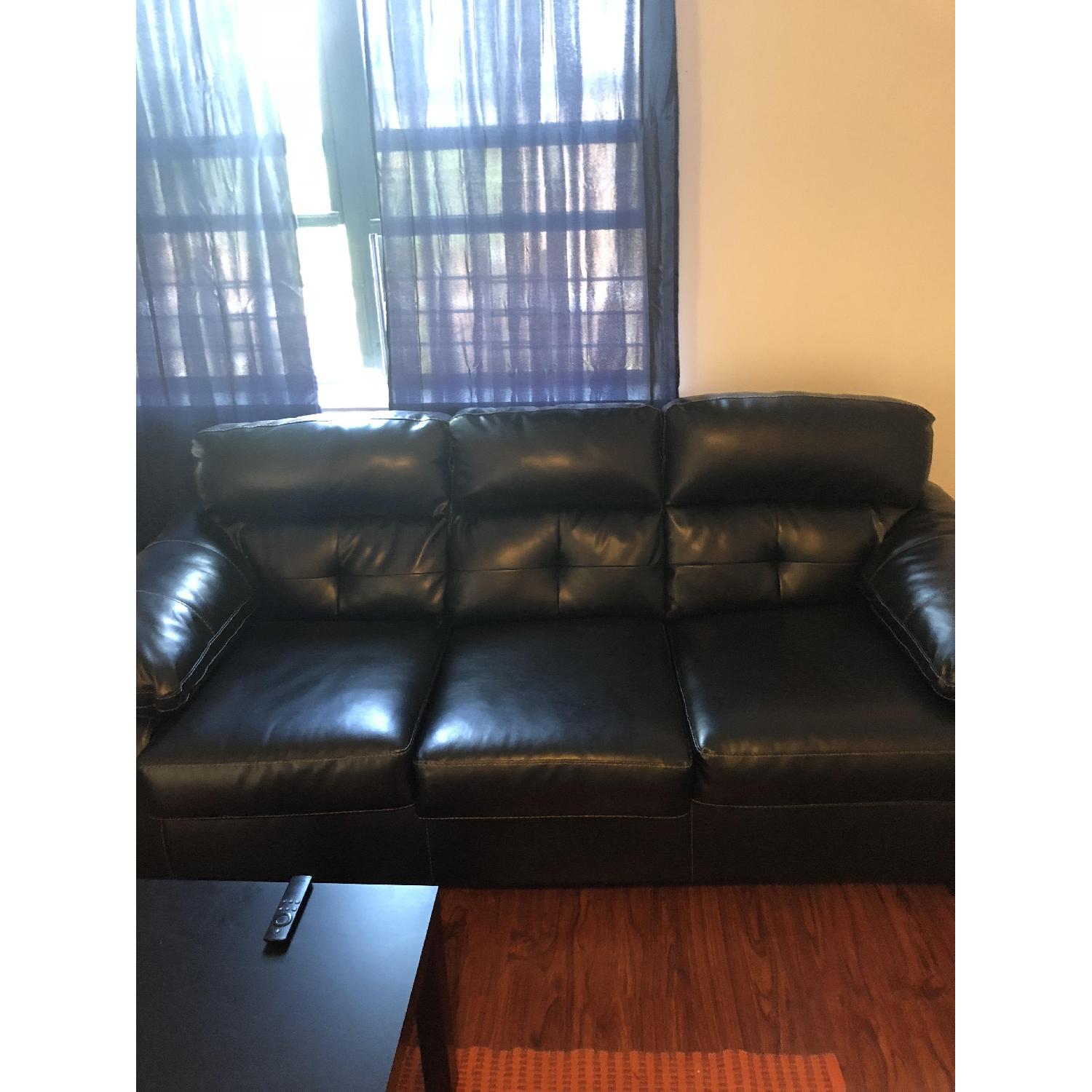 Coaster Finley Black Leatherette Sofa - image-1