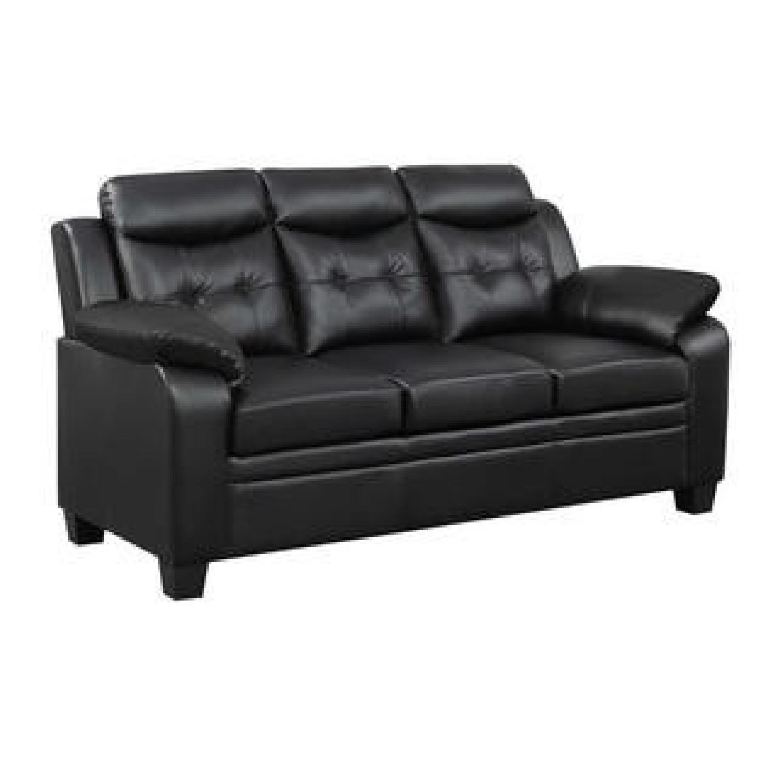 Coaster Finley Black Leatherette Sofa - image-0