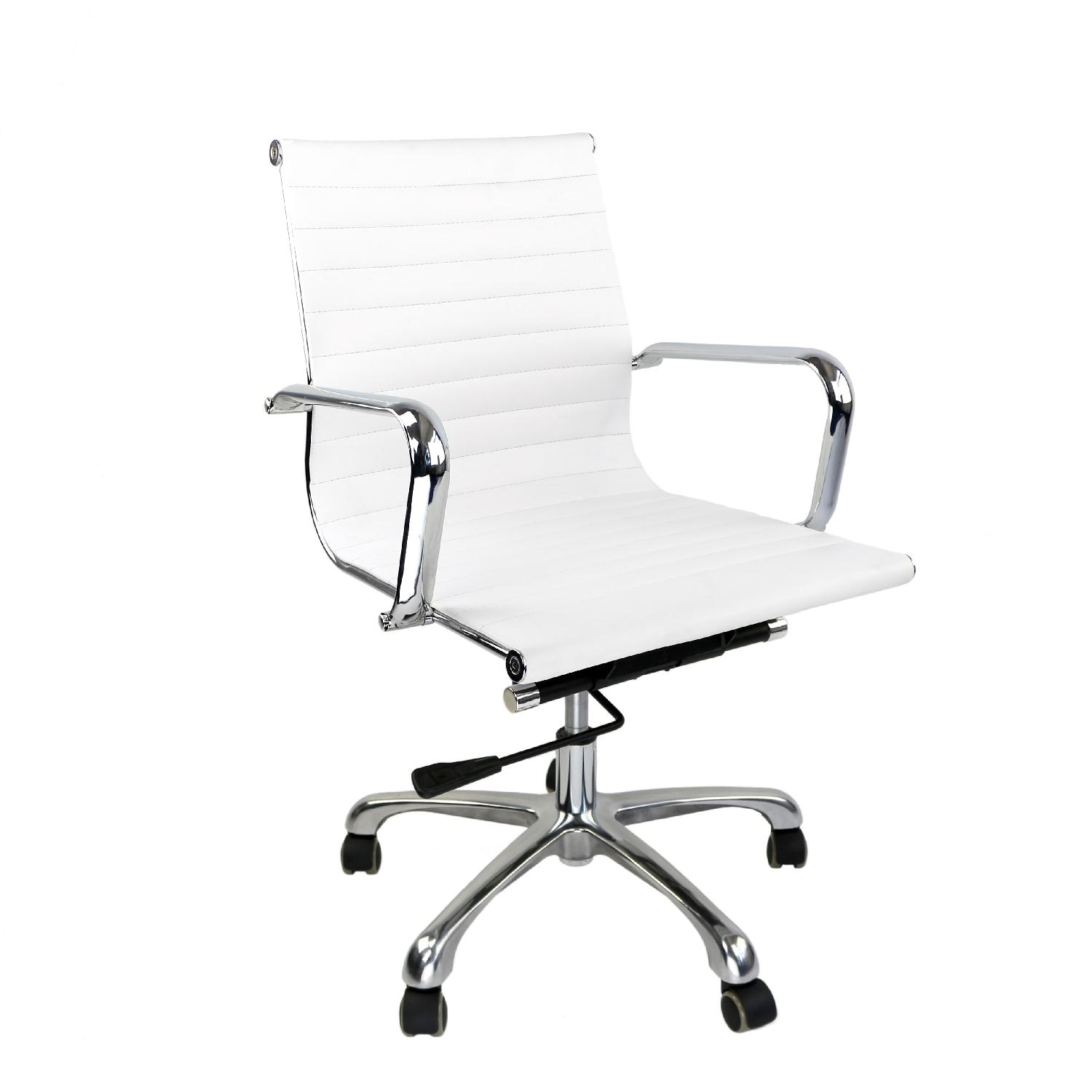 Mid Low Back Eames Style Ribbed Management Office Chair AptDeco