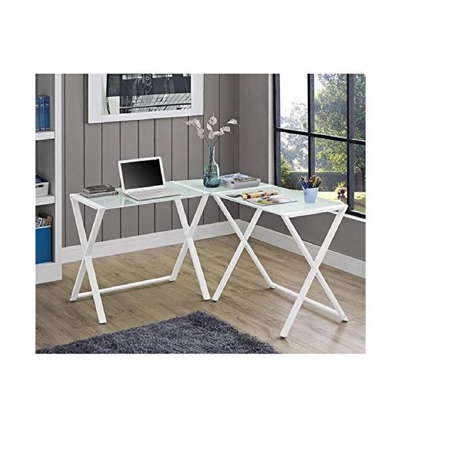 Walker Edison Elite Soreno Glass L-Shaped Desk - image-1