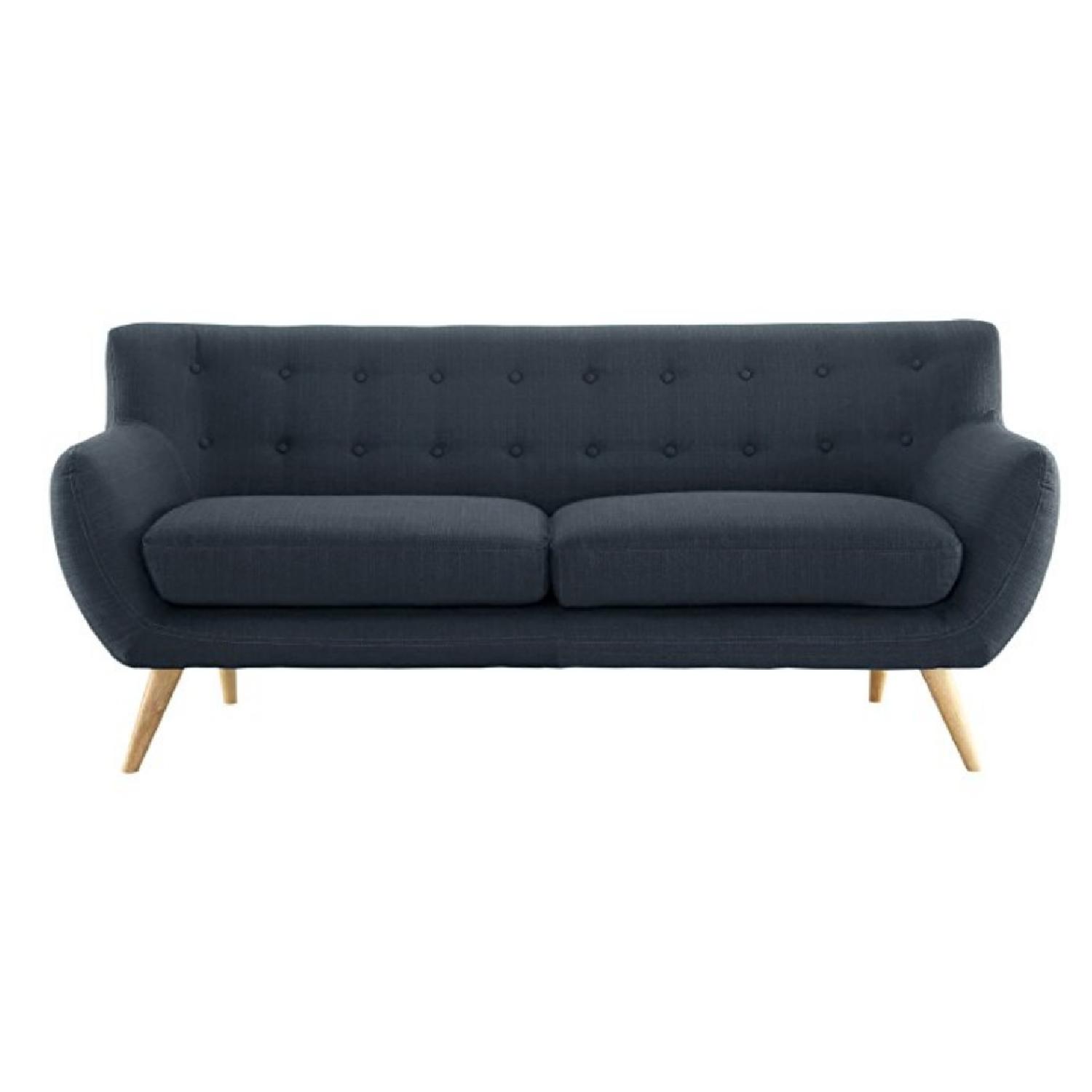 Divano Roma Furniture Mid Century Style Linen Loveseat - image-0