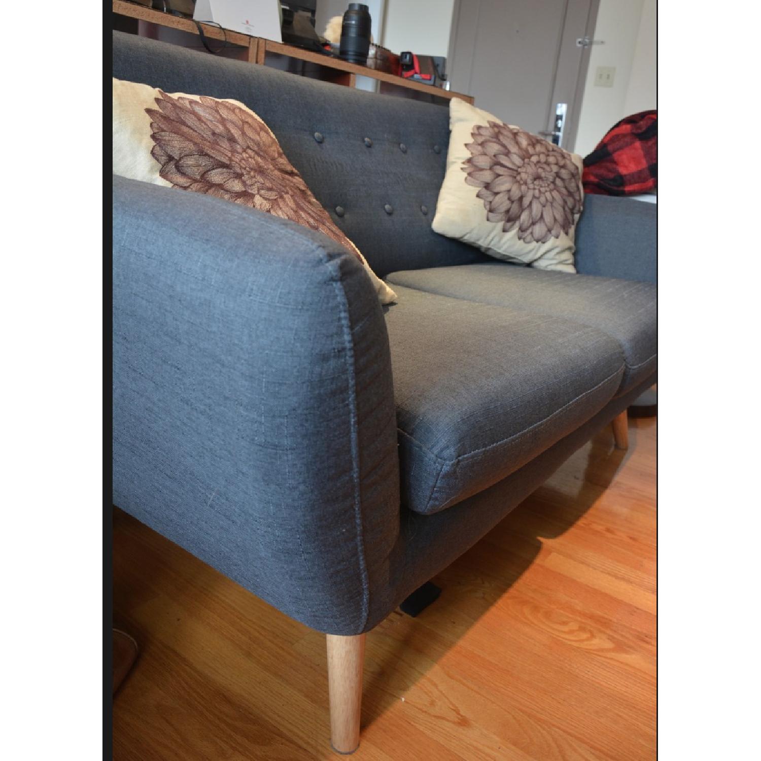 Divano Roma Furniture Mid Century Style Linen Loveseat - image-2
