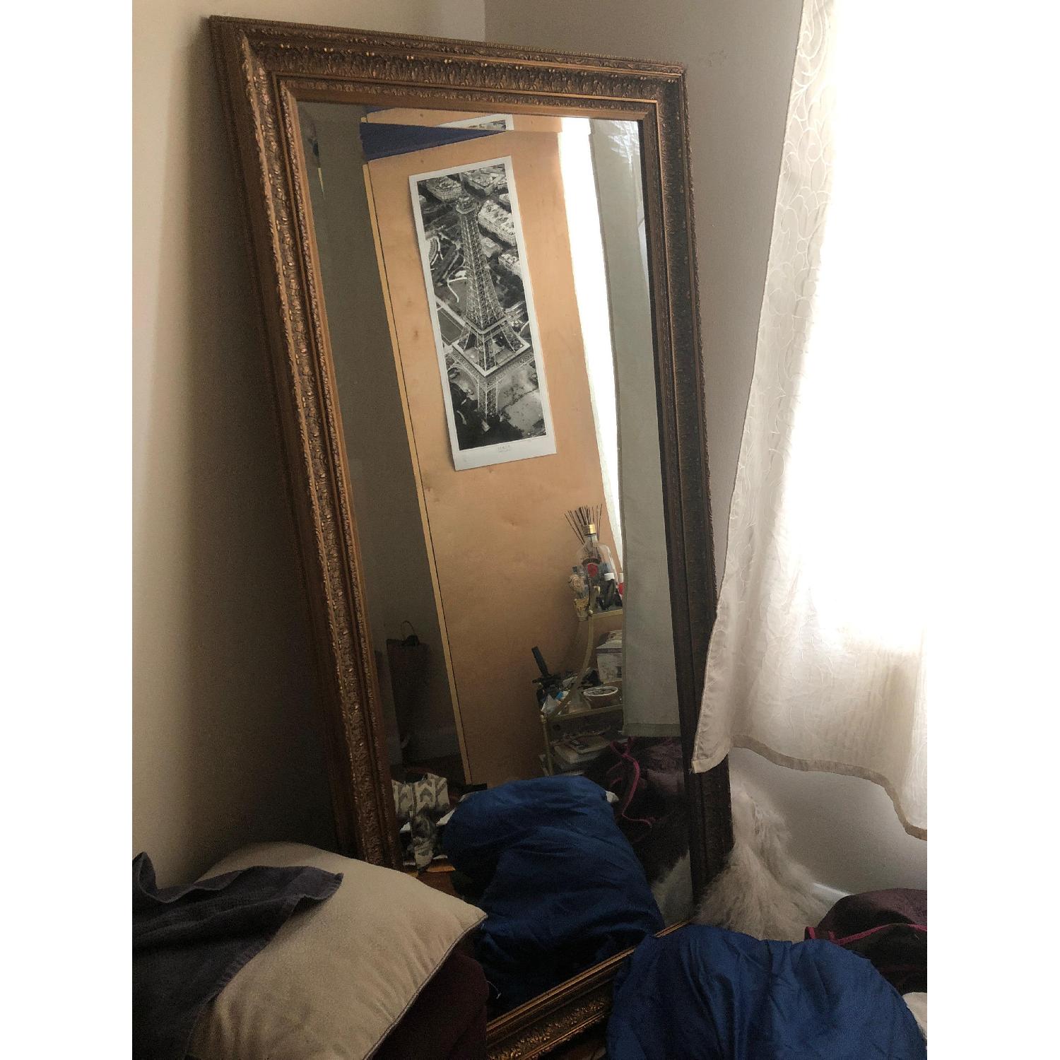 West Frames Embossed Wood Frame Floor Mirror in Antique Gold - image-1