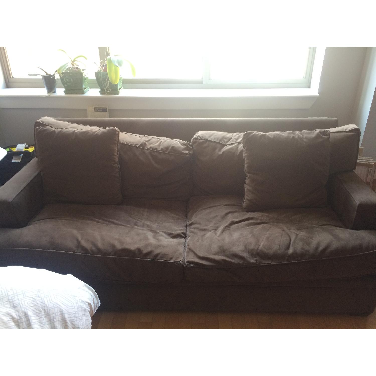 Crate & Barrel Suede Sofa - image-3