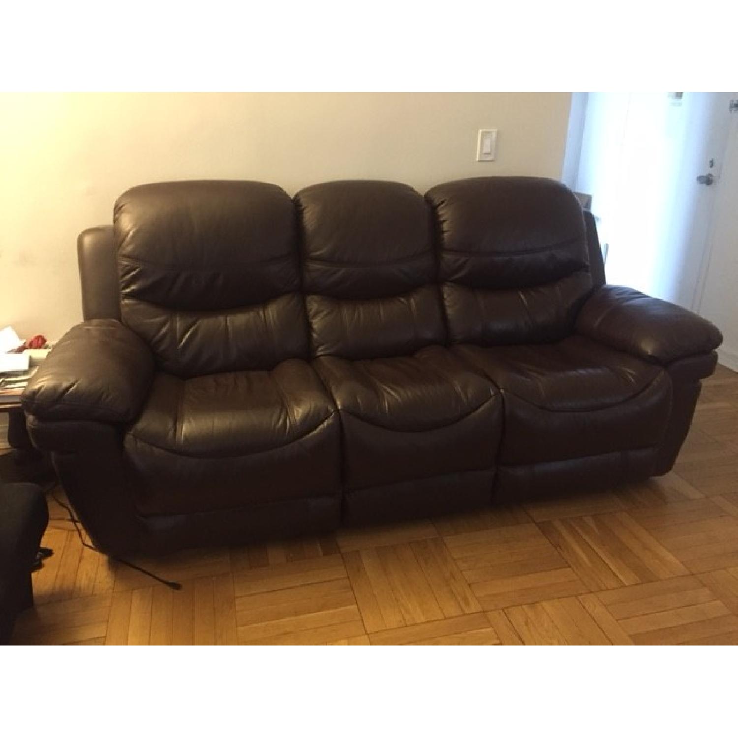 Bob's Leather Power Reclining Sofa - image-1