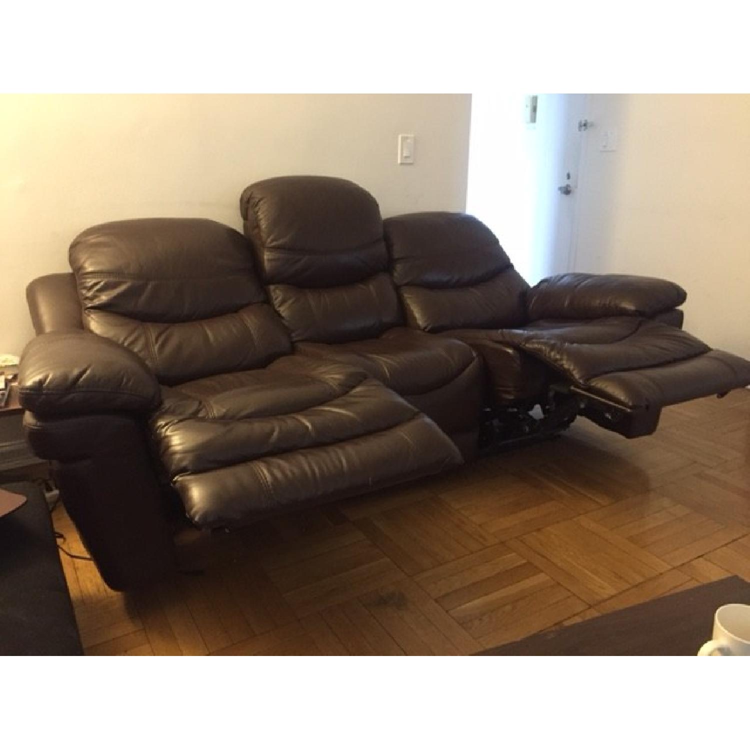 Bob's Leather Power Reclining Sofa - image-2