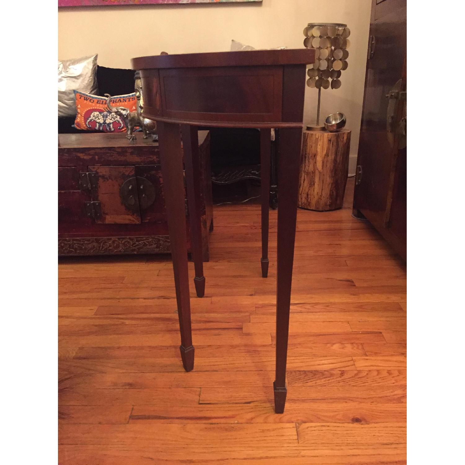 Wood Veneer Inlaid Demi-Lune Console - image-2