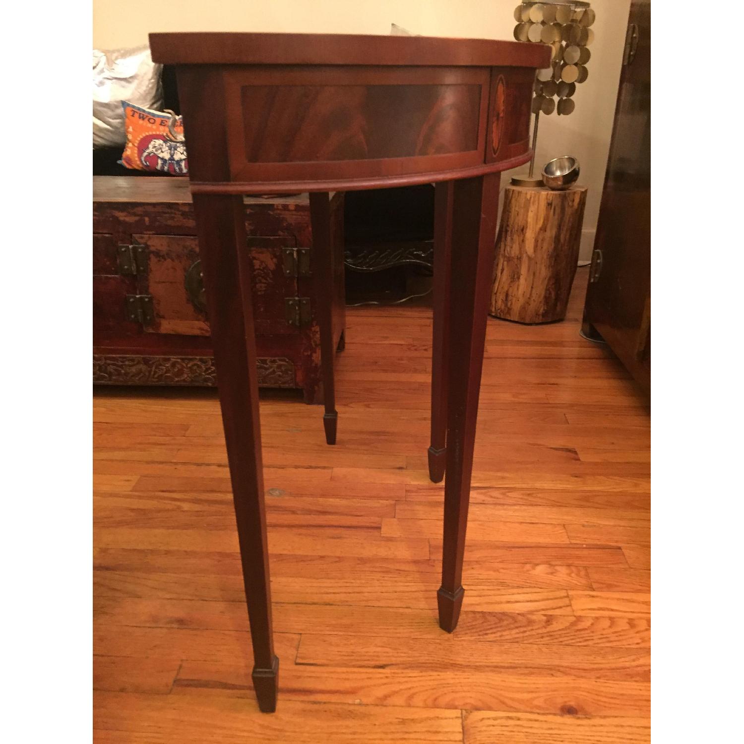 Wood Veneer Inlaid Demi-Lune Console - image-3