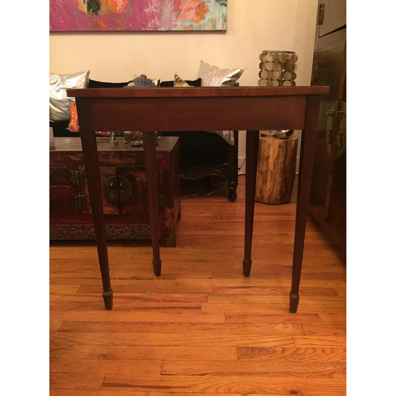Wood Veneer Inlaid Demi-Lune Console - image-4