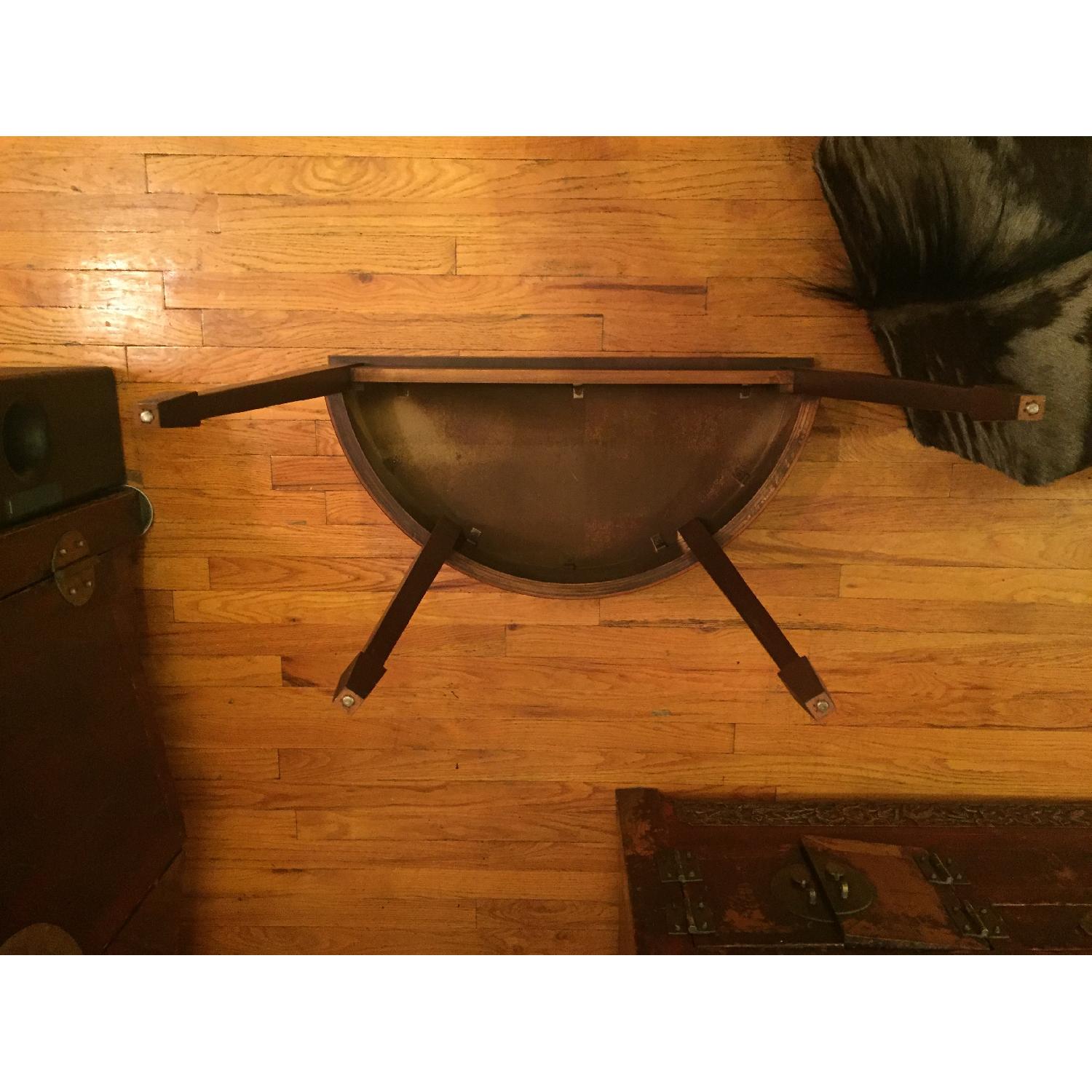 Wood Veneer Inlaid Demi-Lune Console - image-5