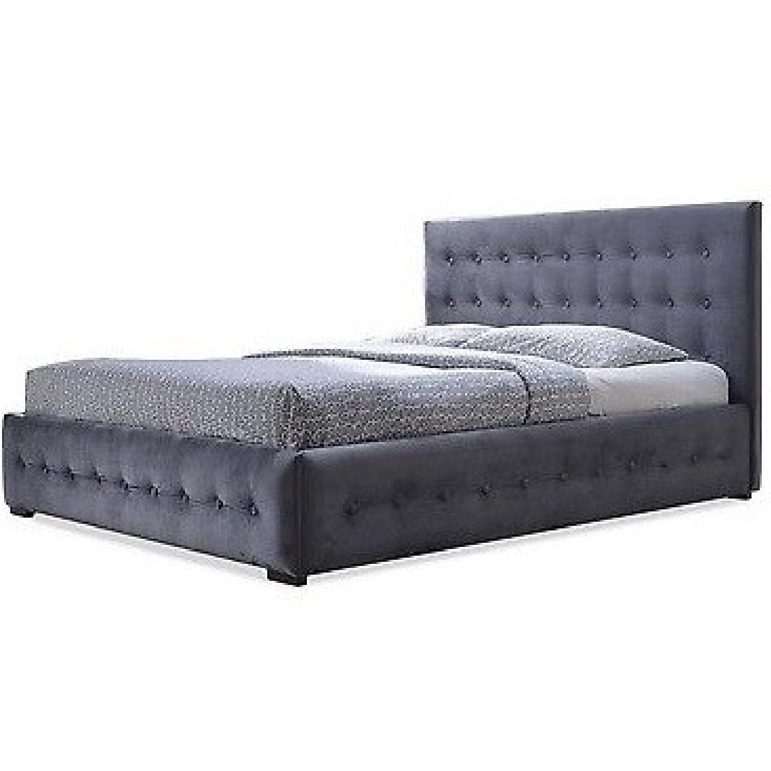 Braxton Studio Queen Size Pittman Contemporary Grey Tufted Bed - image-1