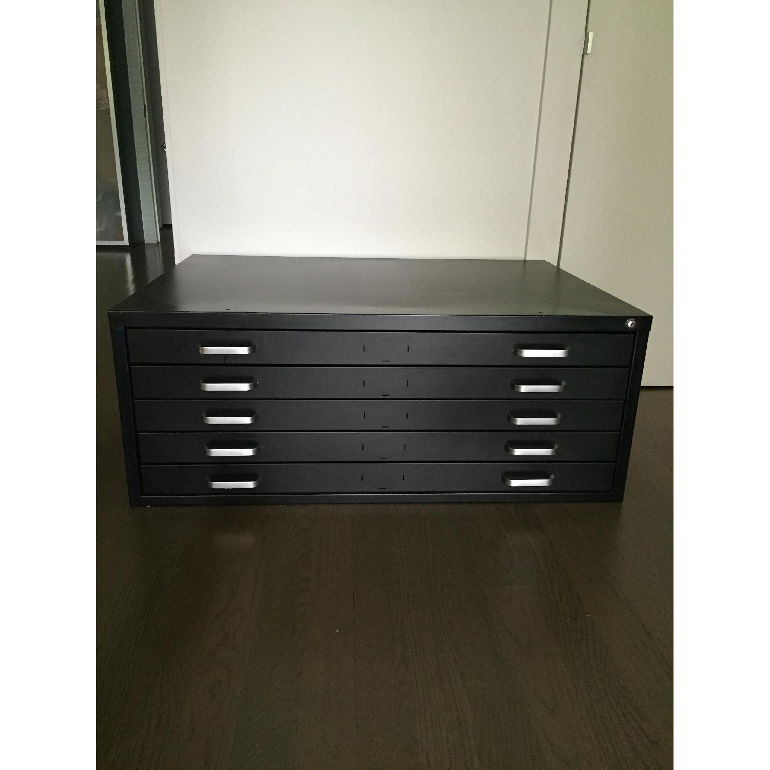 Black 5 Drawer Flat File Cabinet - image-1