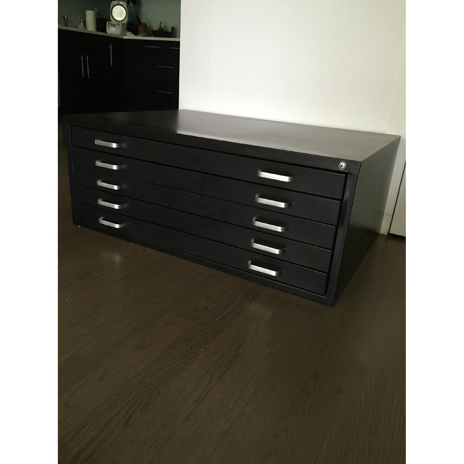 Black 5 Drawer Flat File Cabinet - image-2