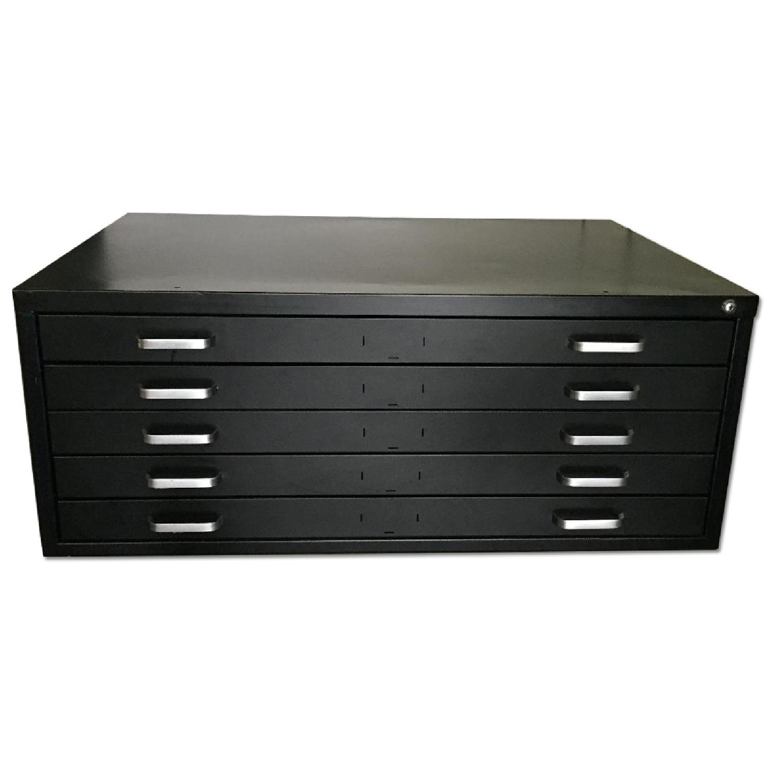 Black 5 Drawer Flat File Cabinet - image-0