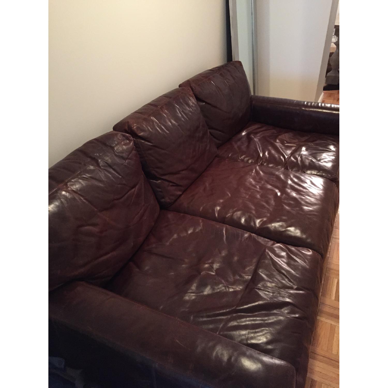 Restoration Hardware Maxwell Leather 3-Cushion Sofa - image-1
