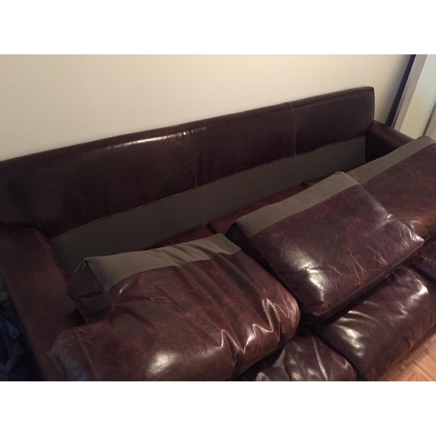 Restoration Hardware Maxwell Leather 3-Cushion Sofa - image-3