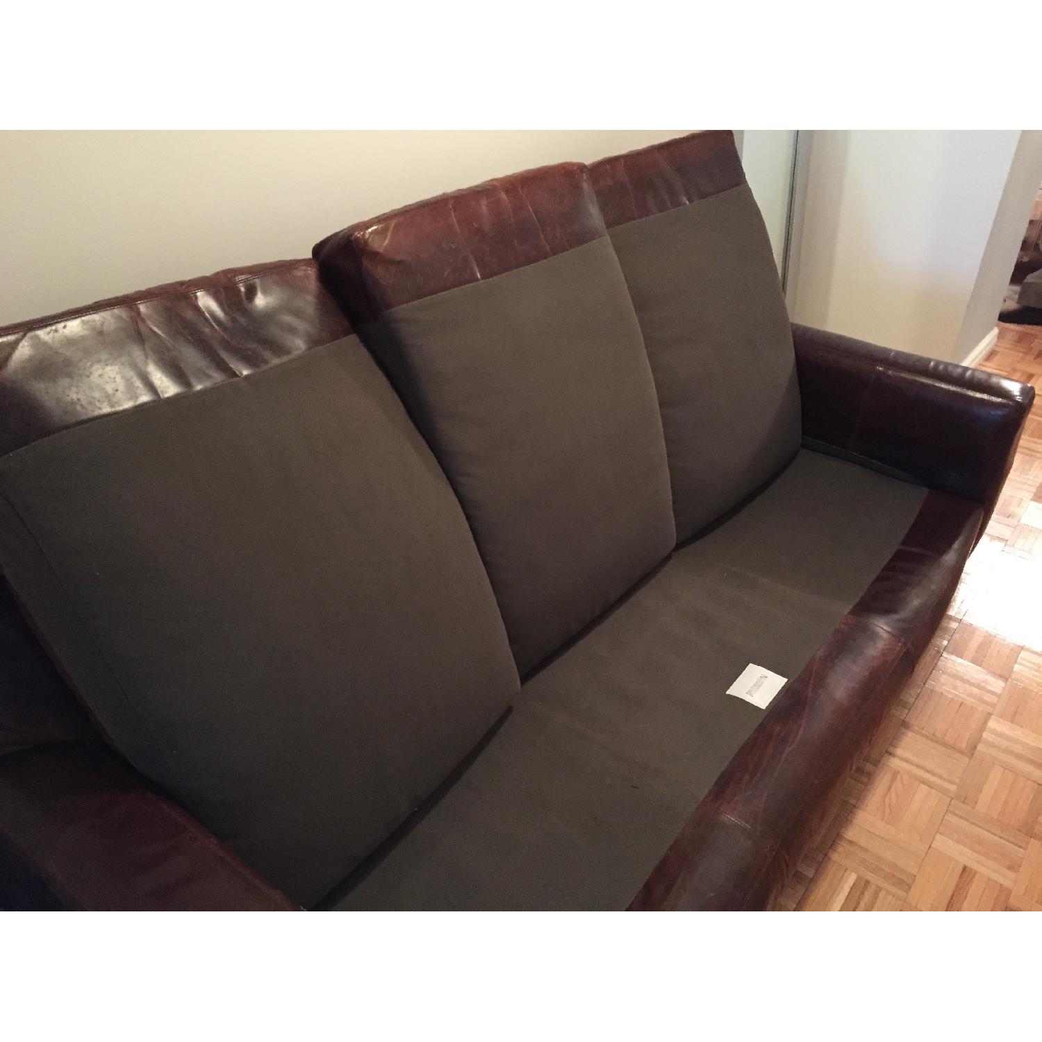 Restoration Hardware Maxwell Leather 3-Cushion Sofa - image-4