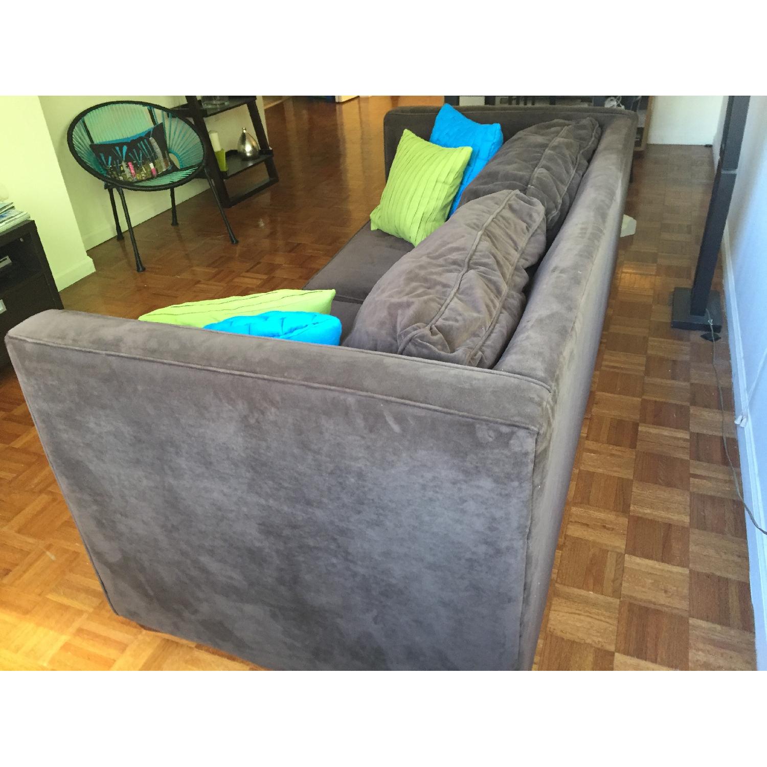 Raymour & Flanigan Chocolate Brown Microsuede sofa - image-3
