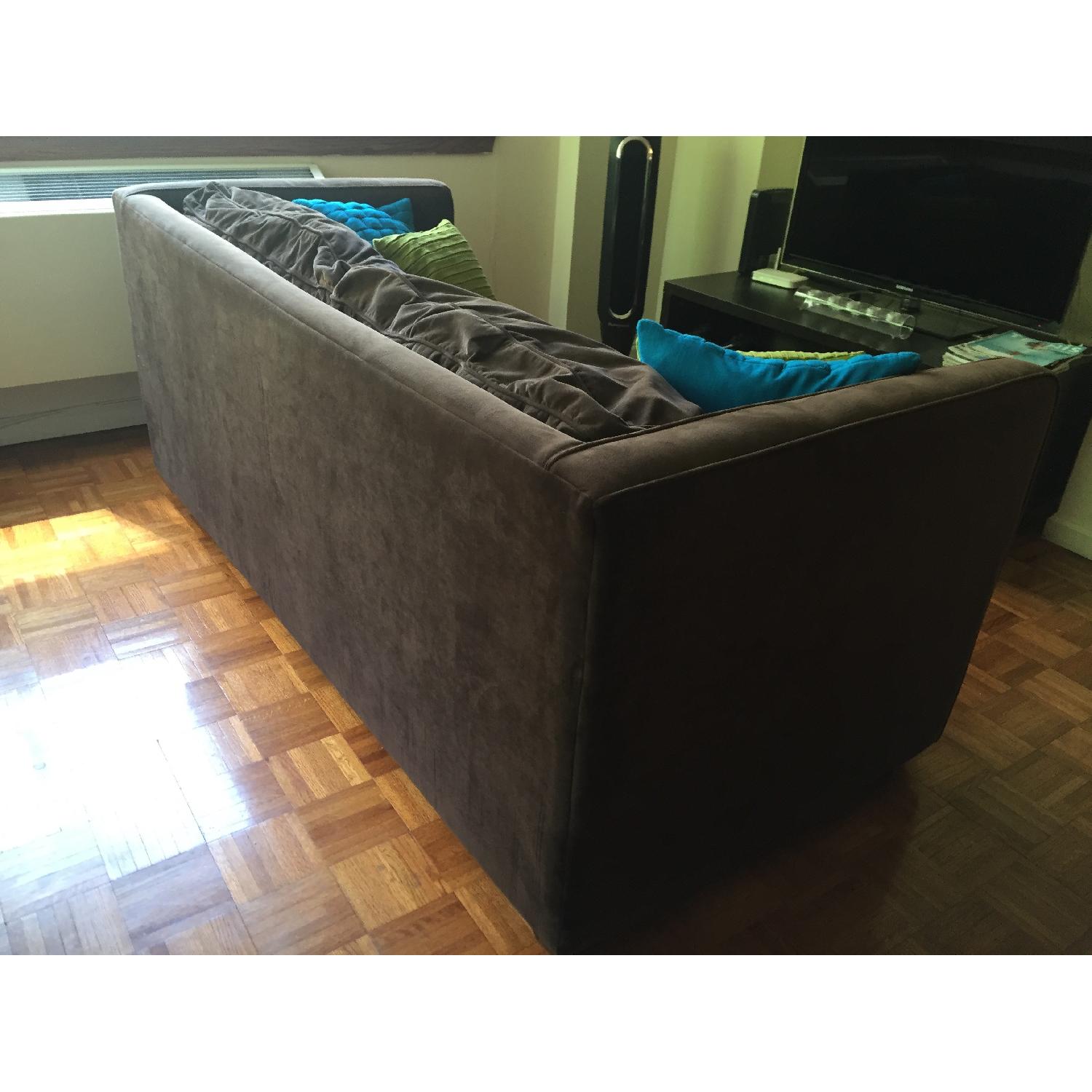 Raymour & Flanigan Chocolate Brown Microsuede sofa - image-4
