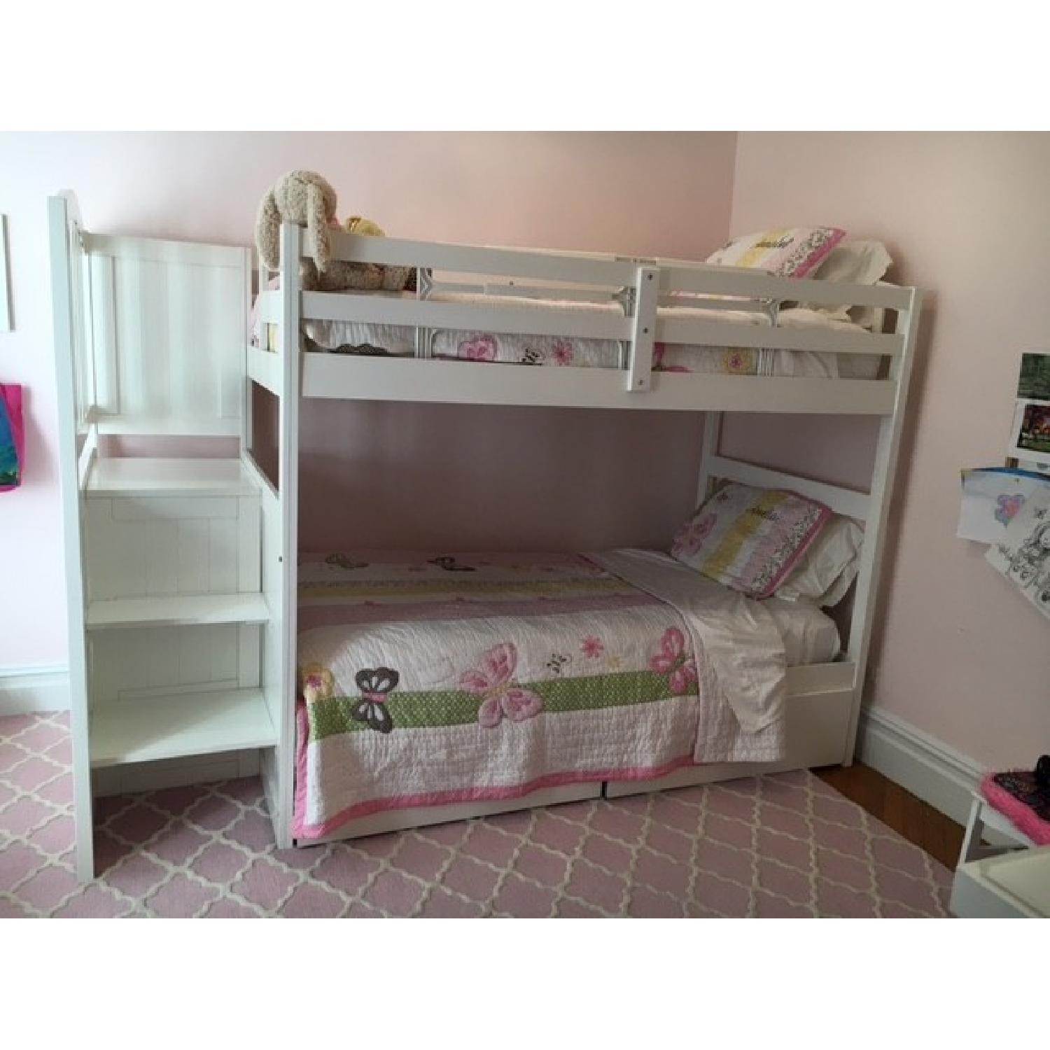 Donco Kids Arch Mission Stairway Bunk Bed in White - image-1