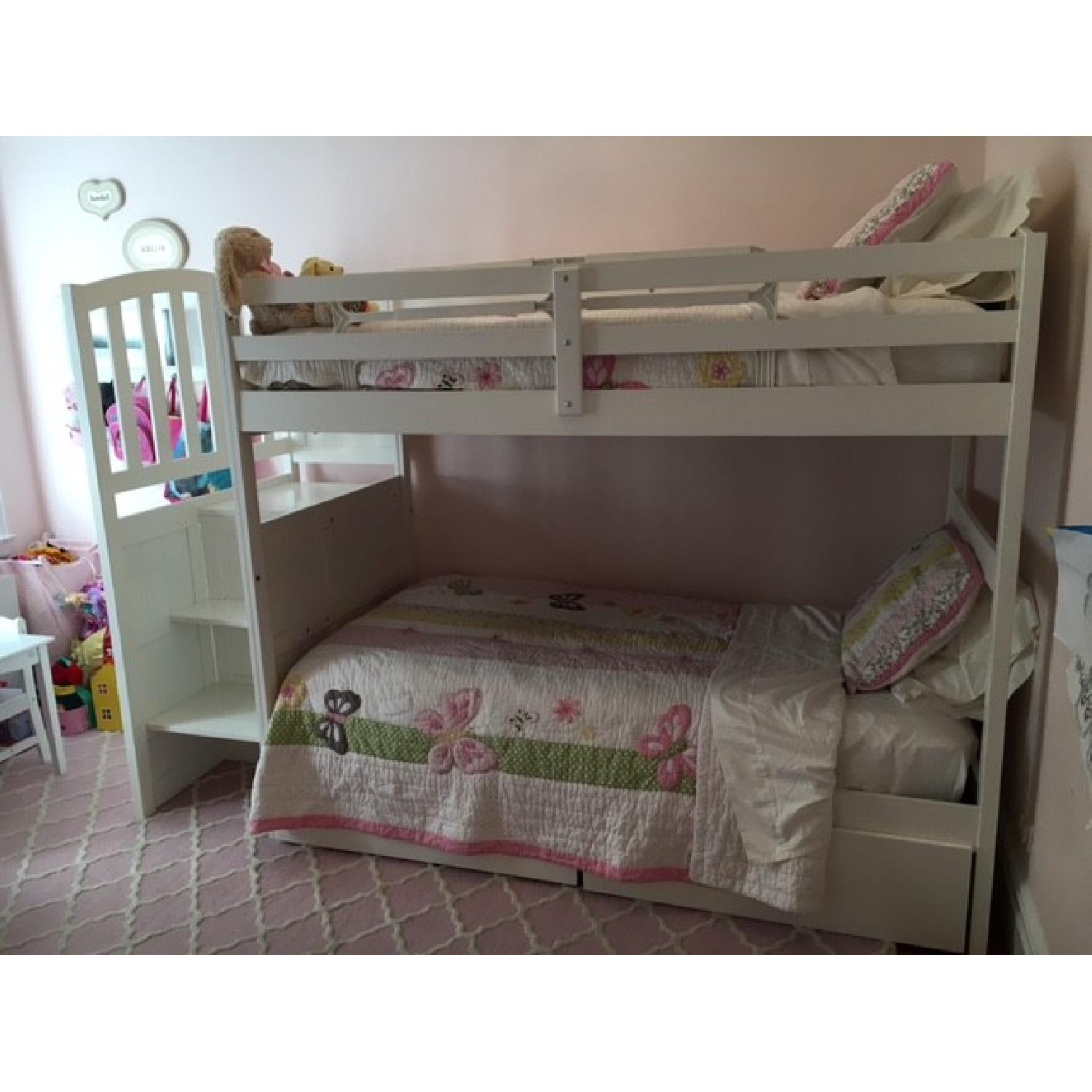 Donco Kids Arch Mission Stairway Bunk Bed in White - image-2