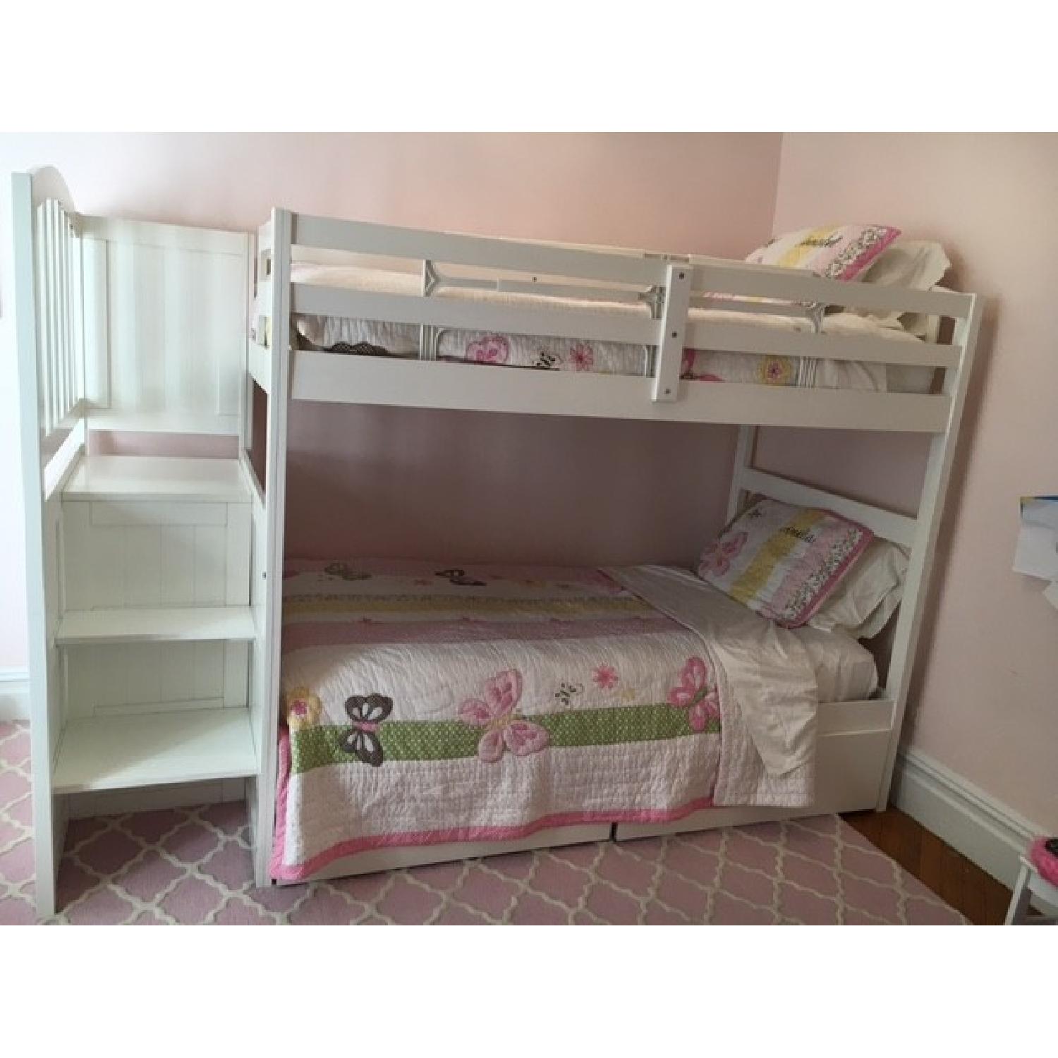 Donco Kids Arch Mission Stairway Bunk Bed in White - image-3
