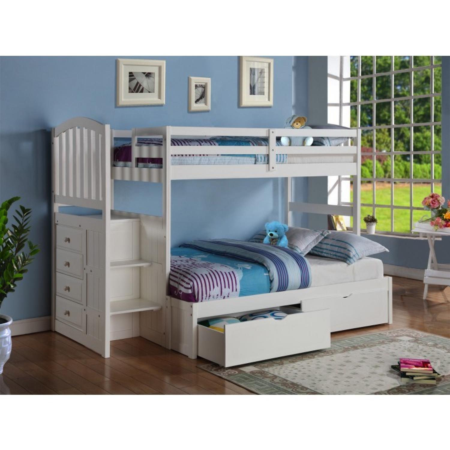 Donco Kids Arch Mission Stairway Bunk Bed in White - image-10