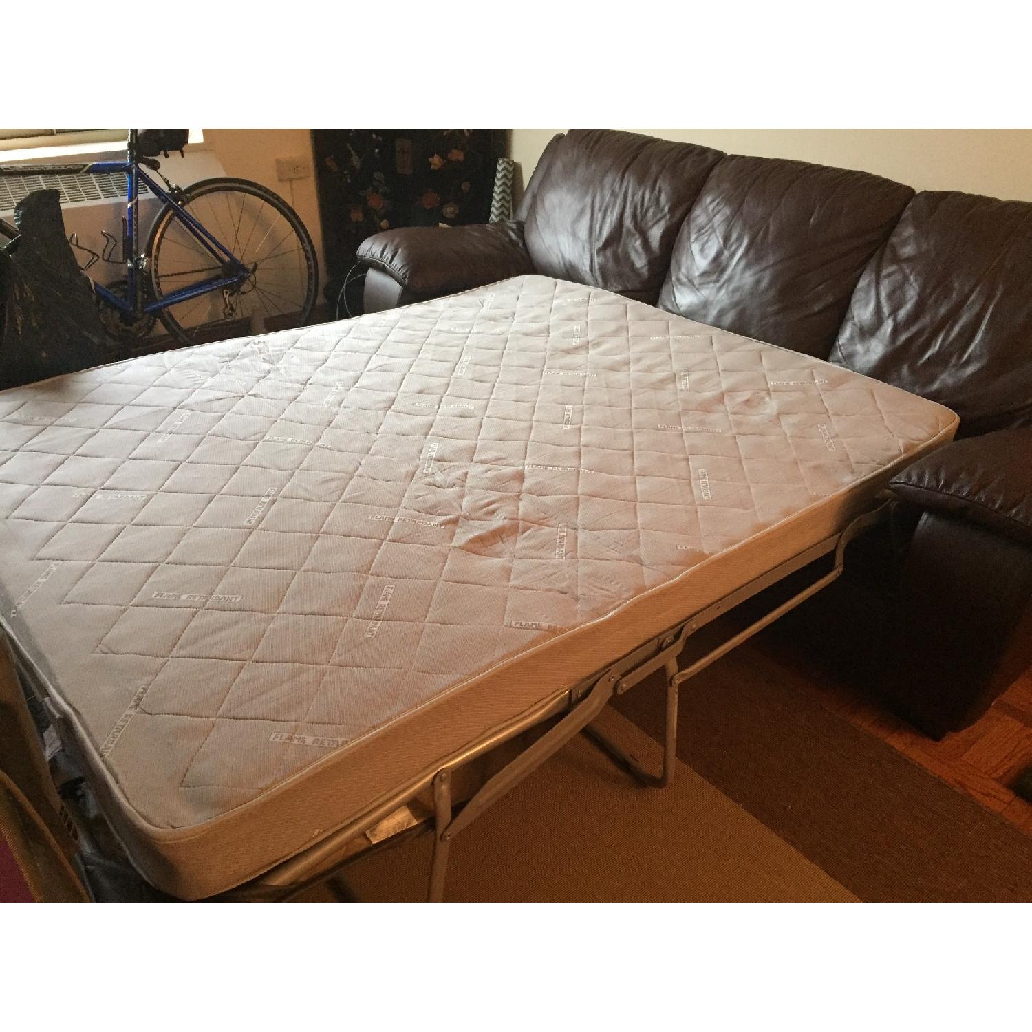 Macy's Brown Leather Queen Sleeper Sofa - image-4