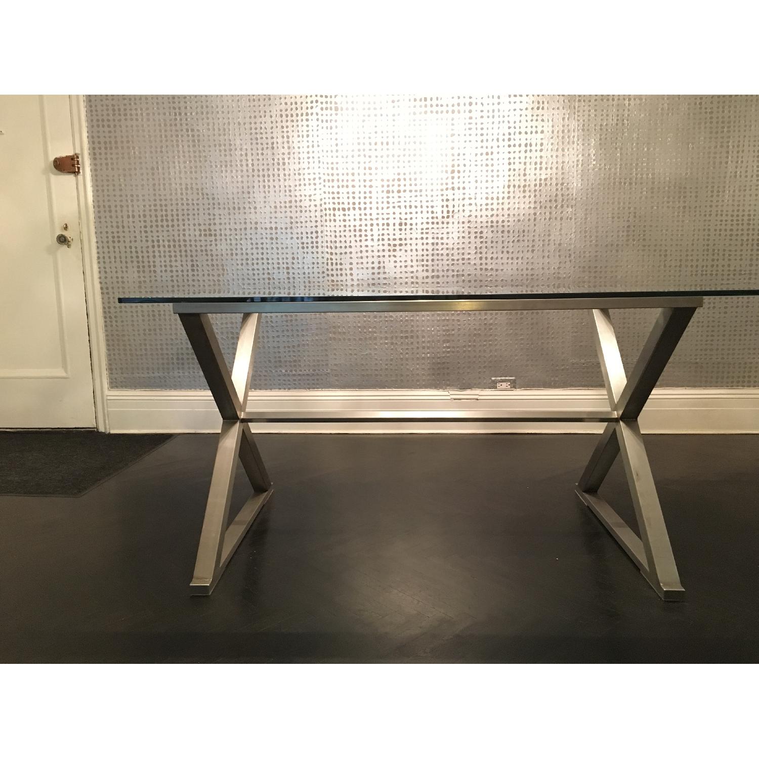 Glass Dining Table w/ Aluminum Base - image-1