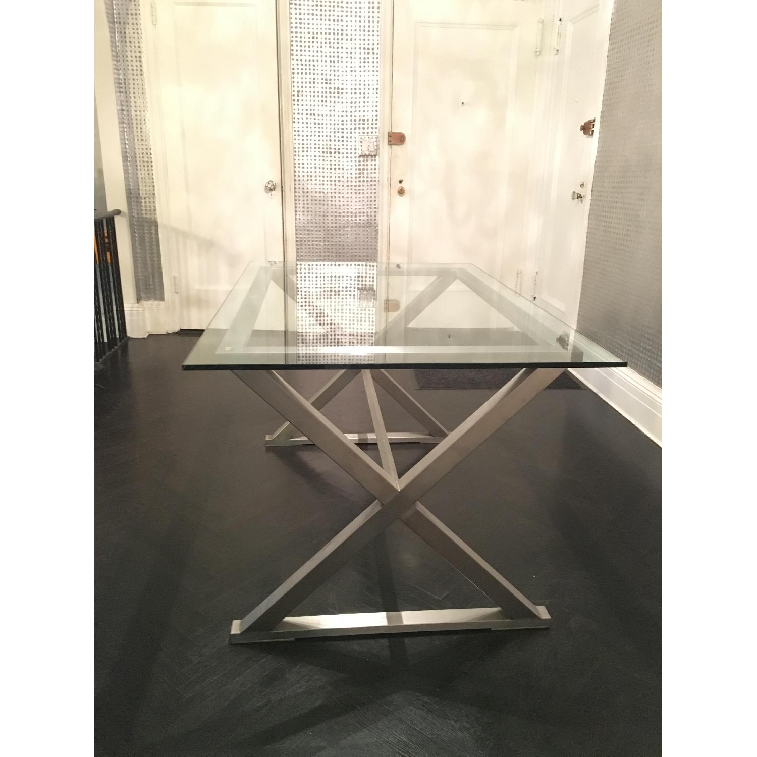 Glass Dining Table w/ Aluminum Base - image-2