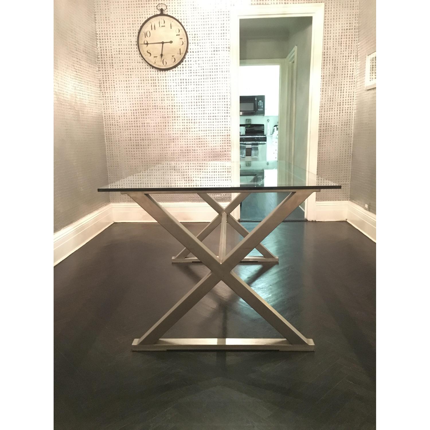 Glass Dining Table w/ Aluminum Base - image-3