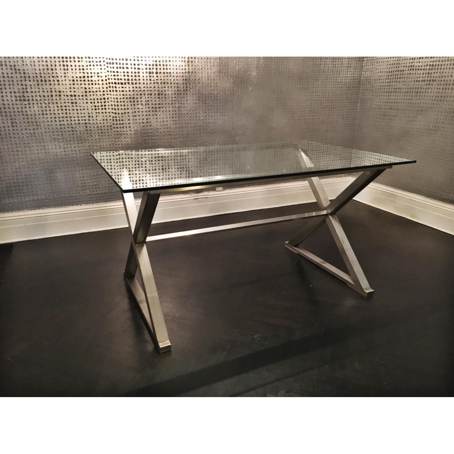 Glass Dining Table w/ Aluminum Base - image-5